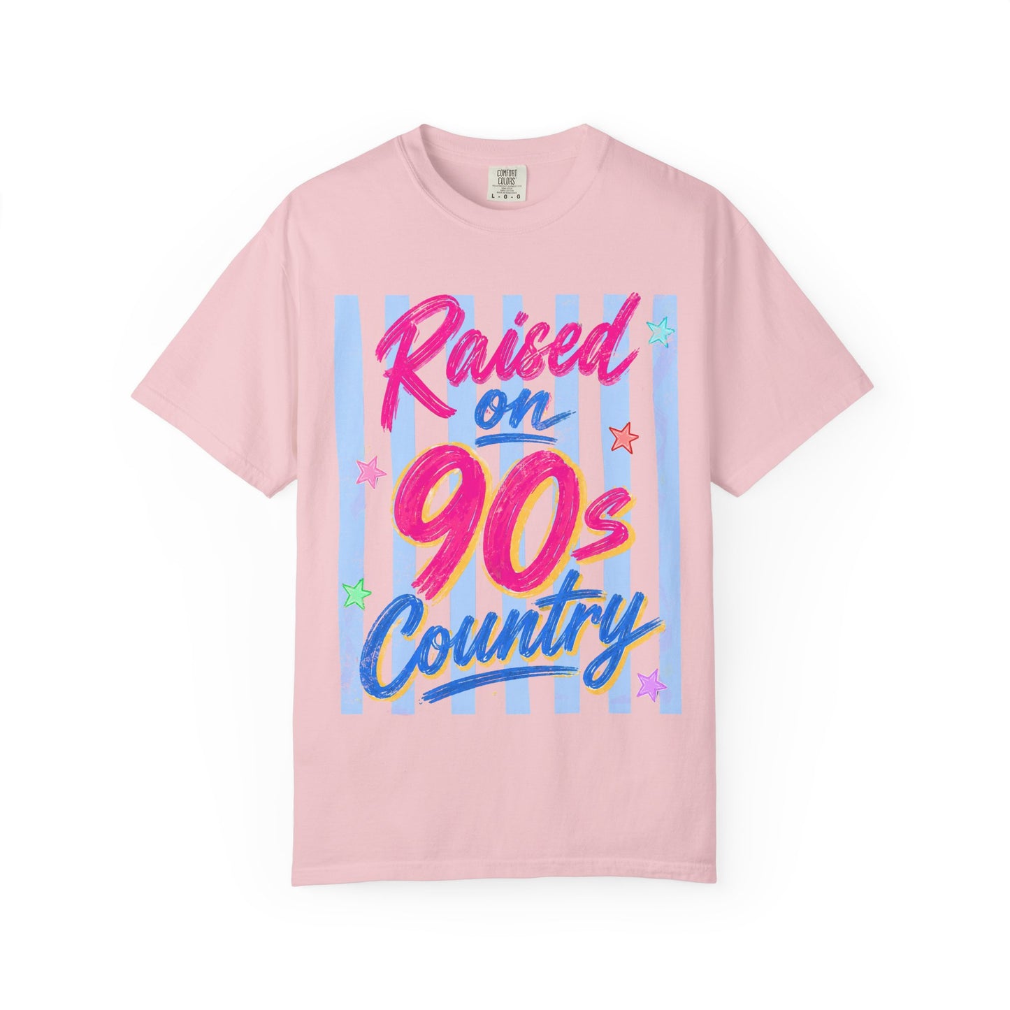 T-Shirt — "Raised on 90s Country" Retro Neon Graphic Tee