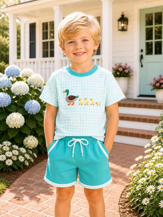 Green Mallard Embroidered Set