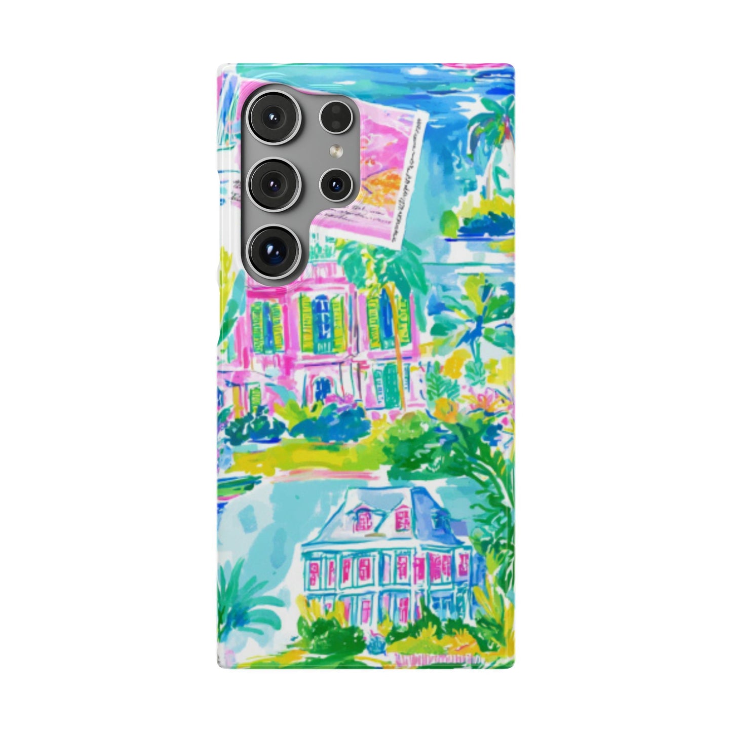Tropical Pastel Beach Houses Print - PHONE CASE