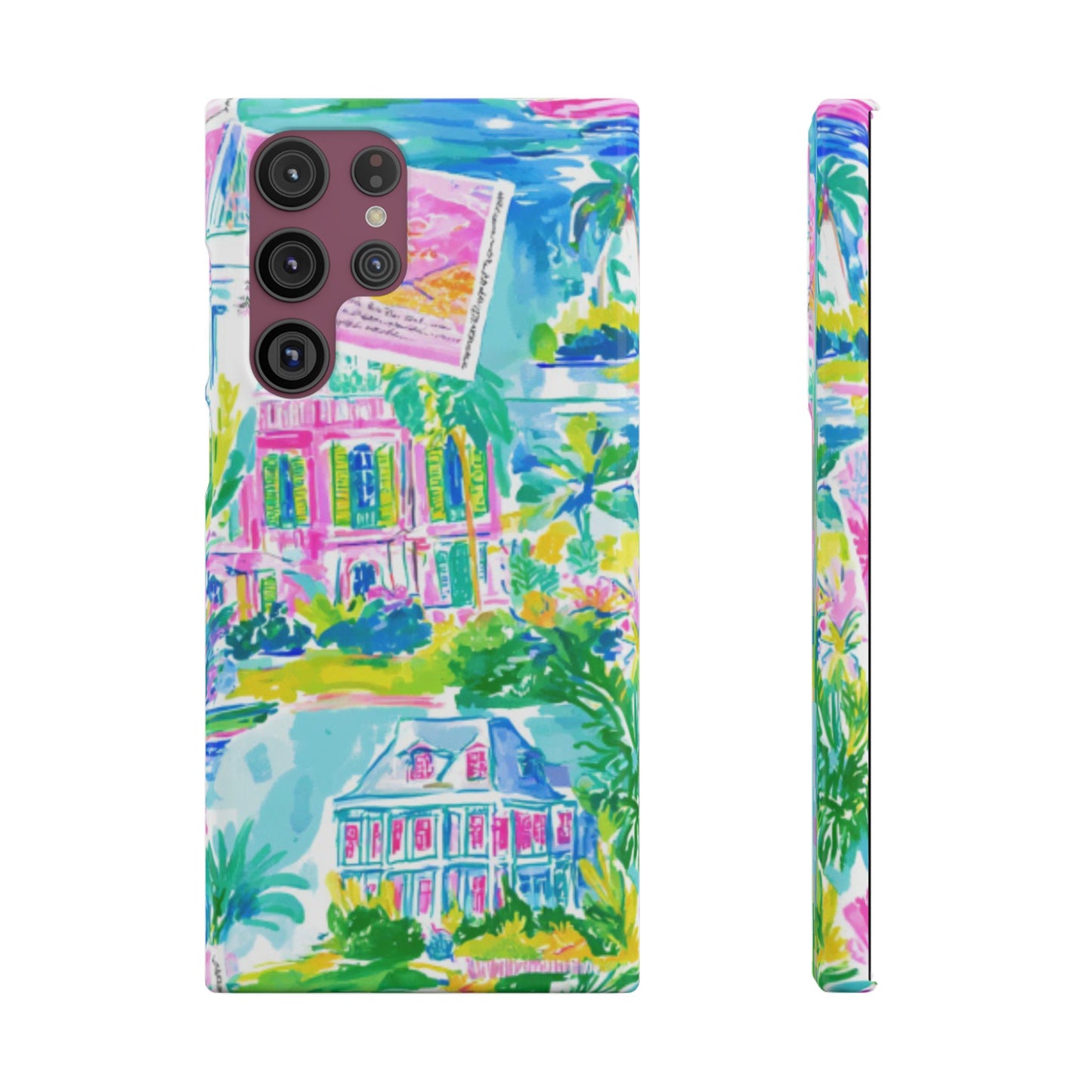 Tropical Pastel Beach Houses Print - PHONE CASE