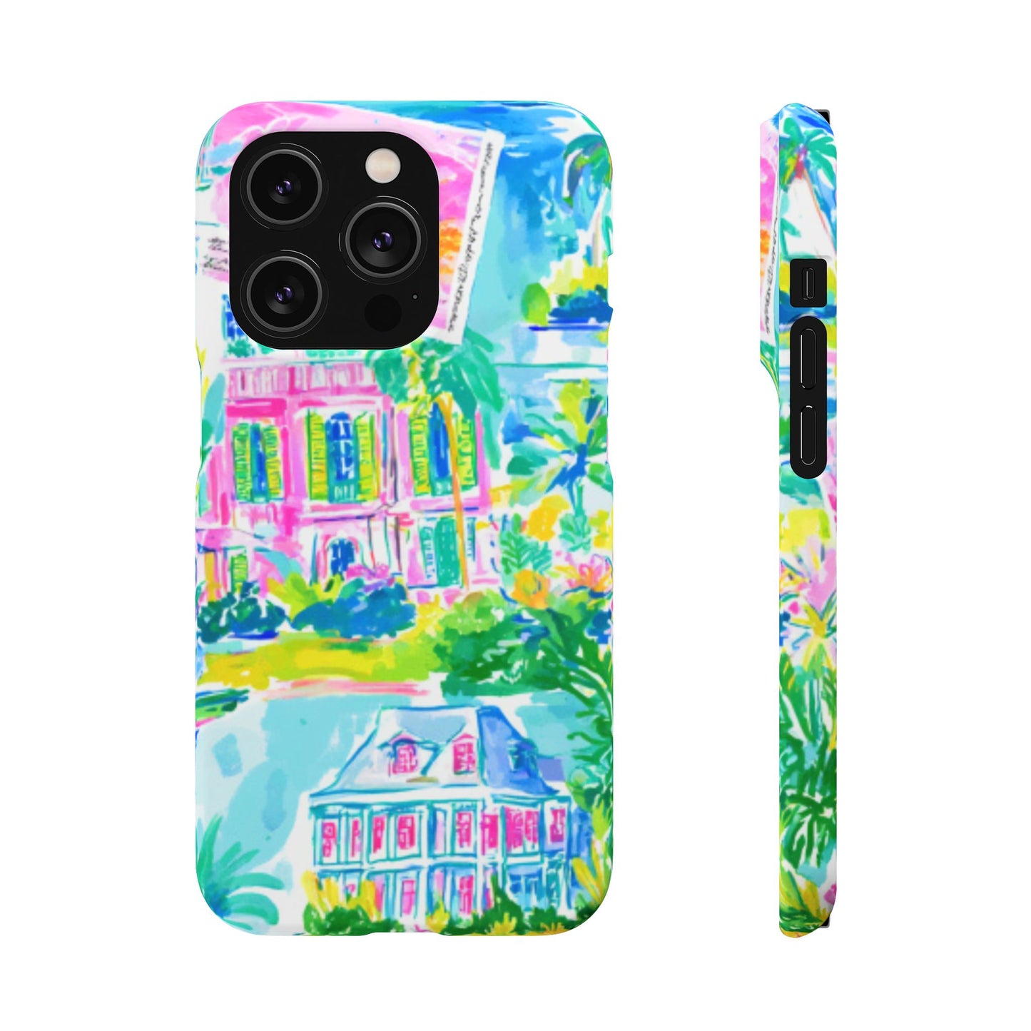 Tropical Pastel Beach Houses Print - PHONE CASE
