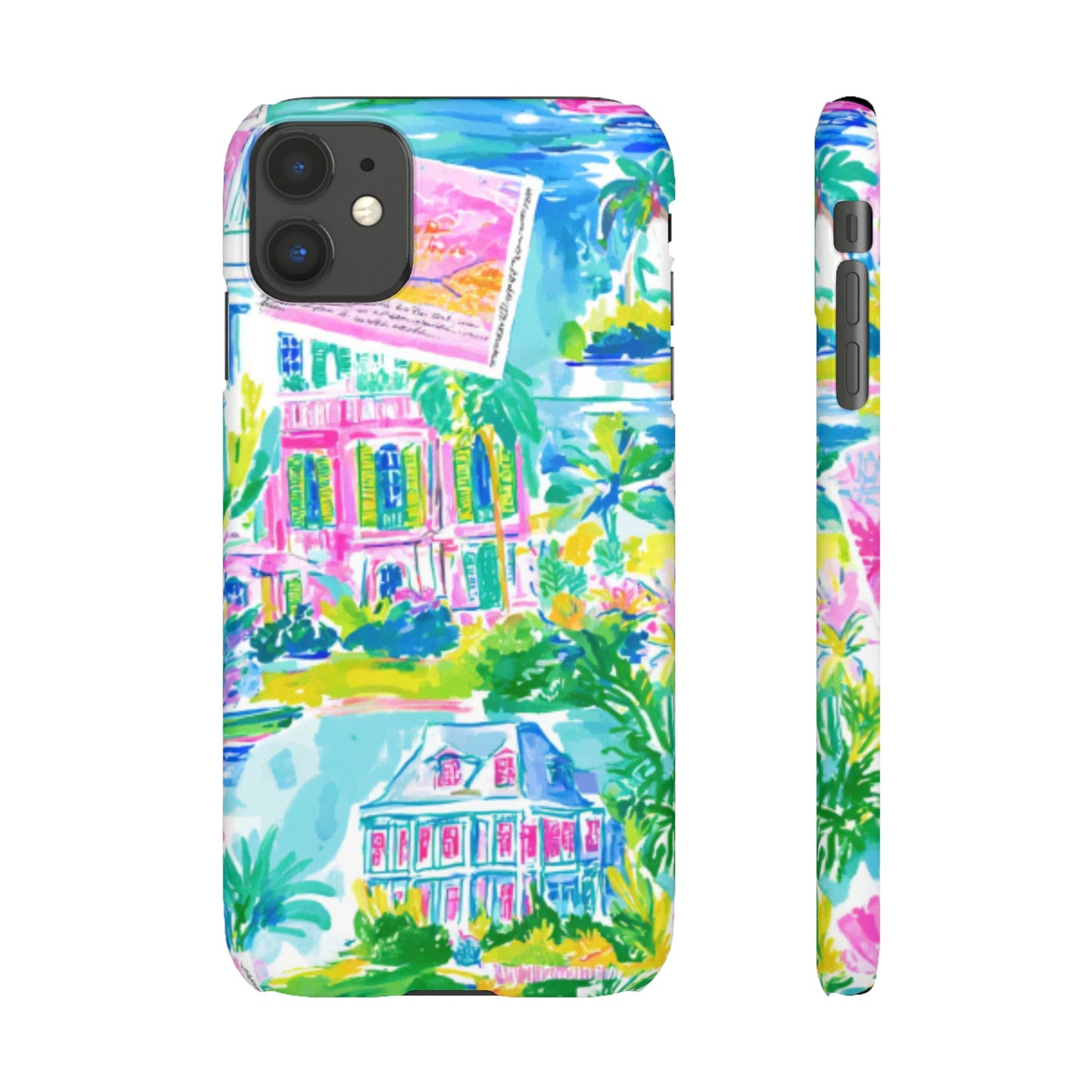 Tropical Pastel Beach Houses Print - PHONE CASE