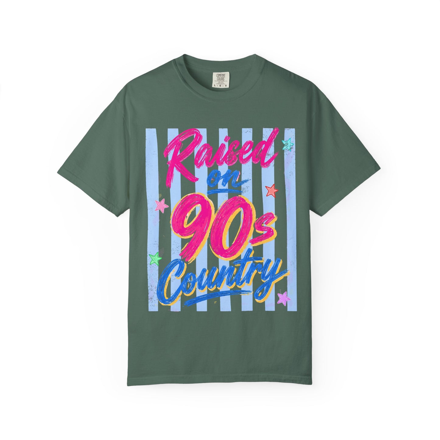 T-Shirt — "Raised on 90s Country" Retro Neon Graphic Tee