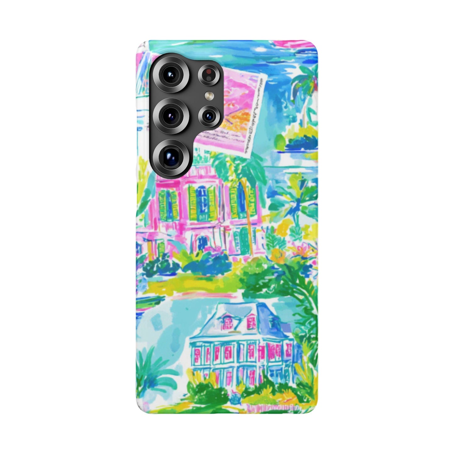 Tropical Pastel Beach Houses Print - PHONE CASE