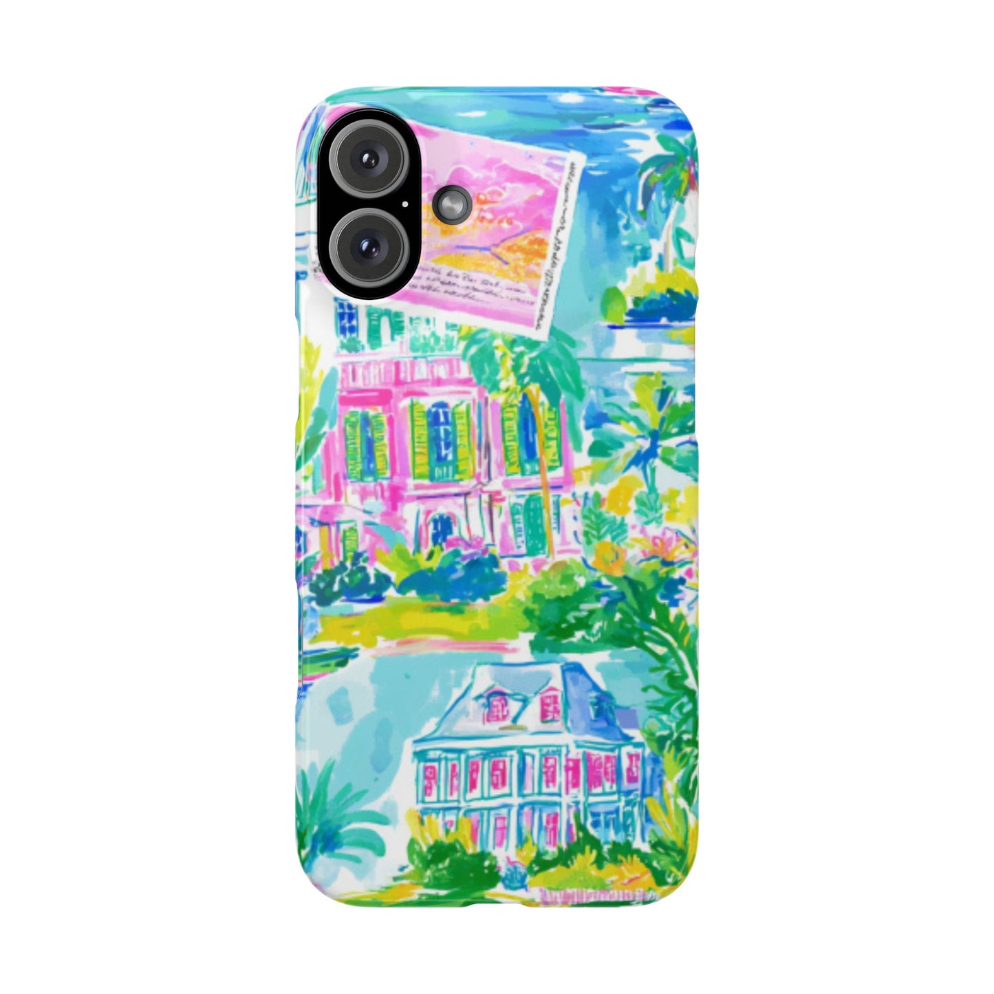 Tropical Pastel Beach Houses Print - PHONE CASE