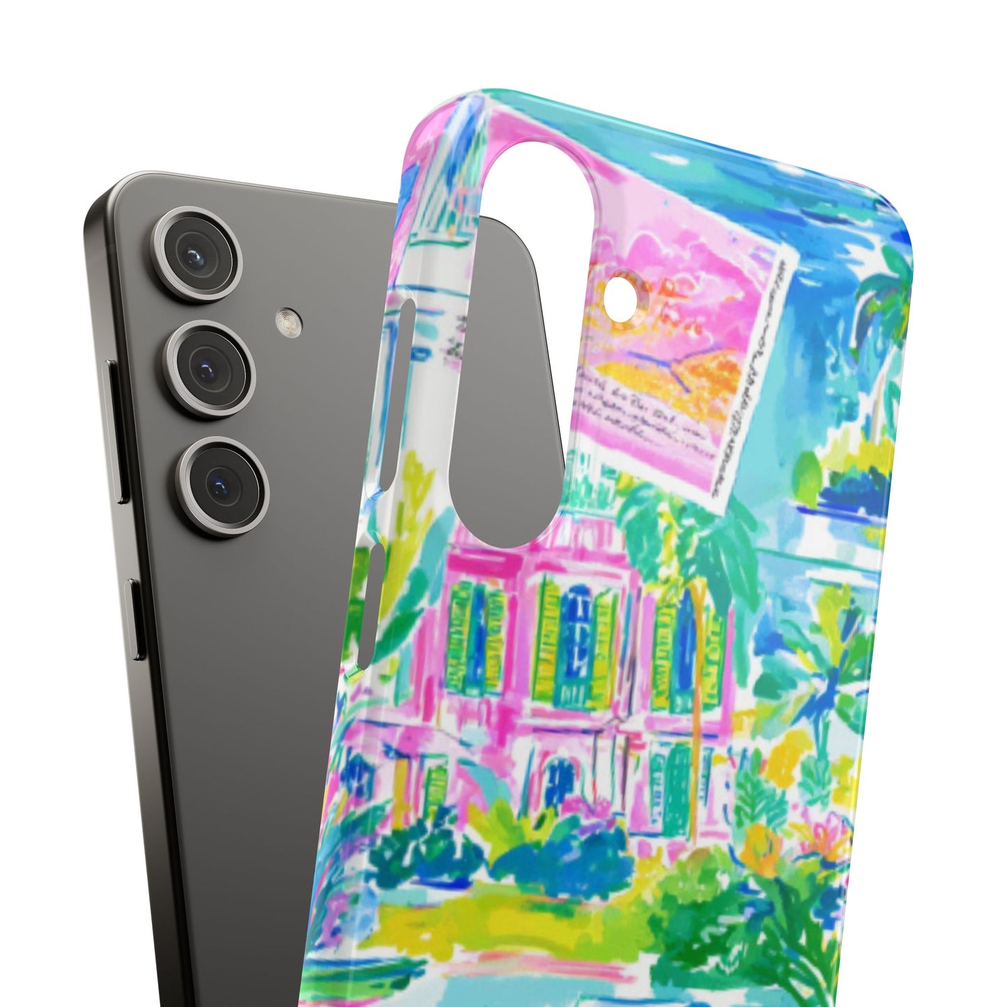 Tropical Pastel Beach Houses Print - PHONE CASE