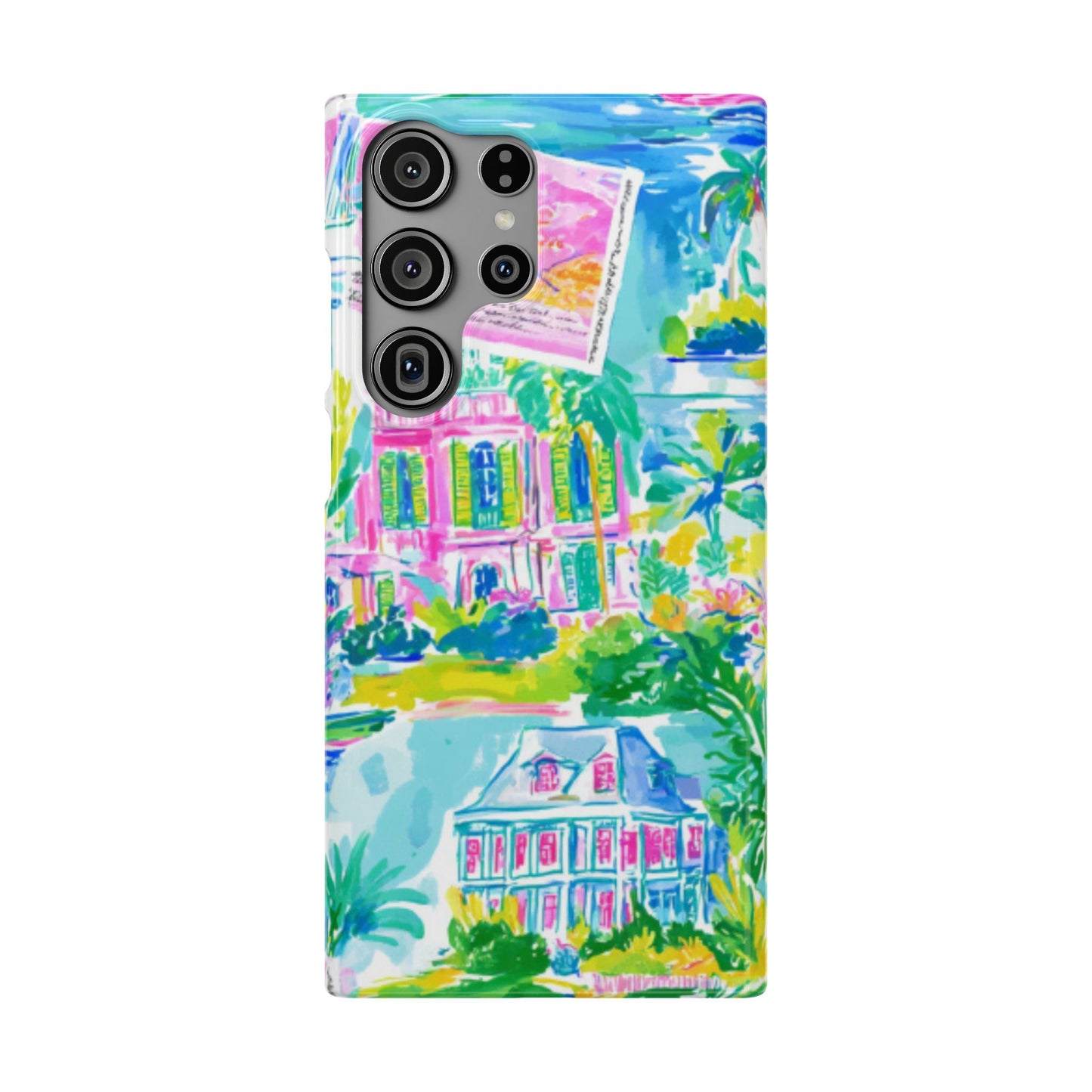 Tropical Pastel Beach Houses Print - PHONE CASE