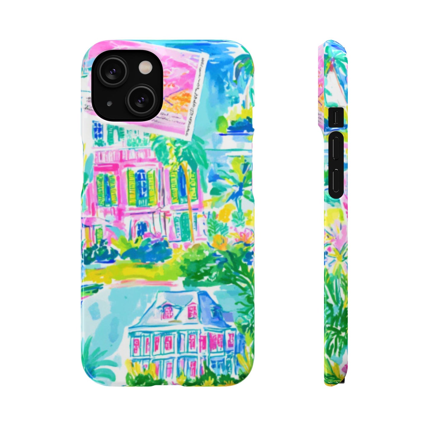 Tropical Pastel Beach Houses Print - PHONE CASE