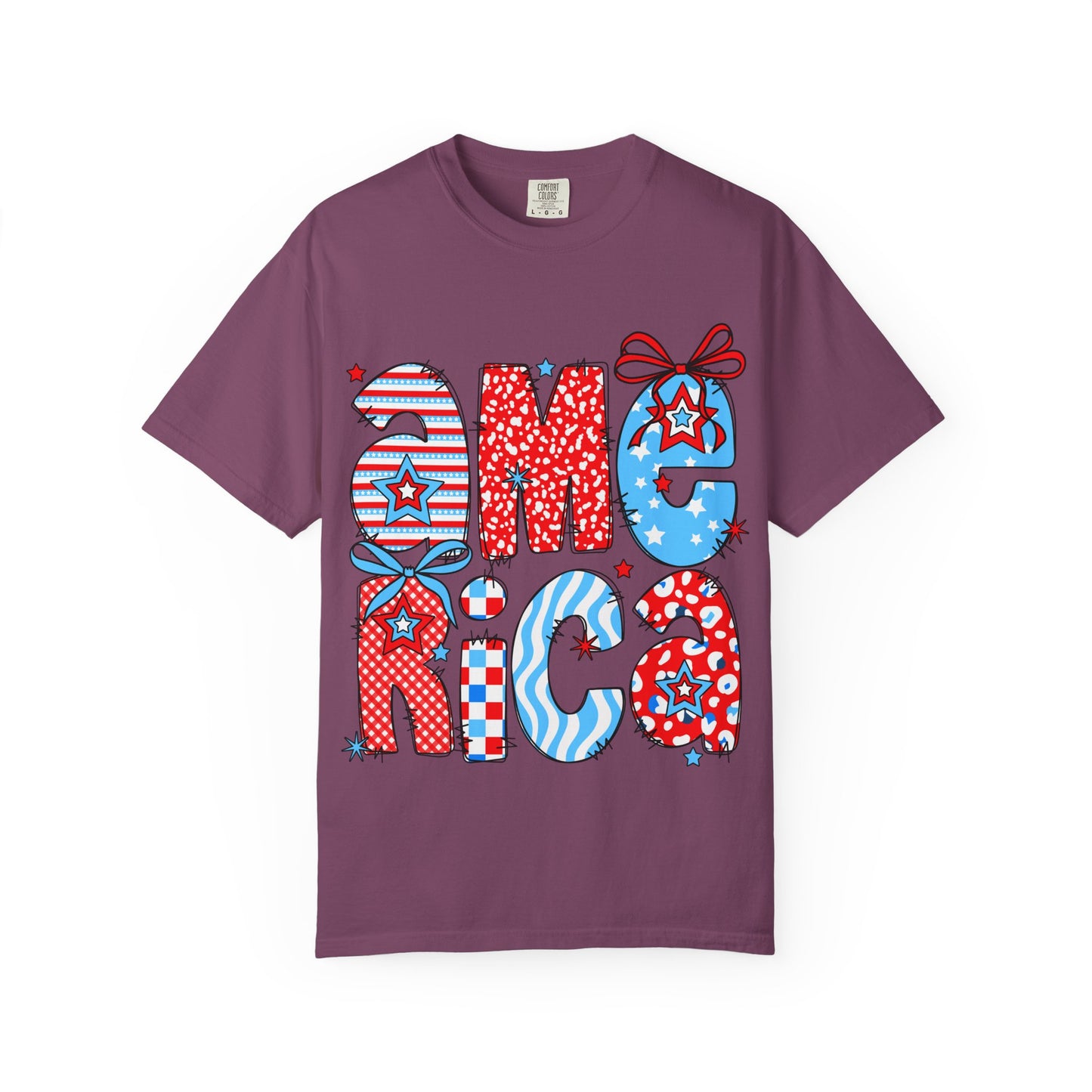 America Graphic T-Shirt — Patriotic Red White Blue 4th of July Tee