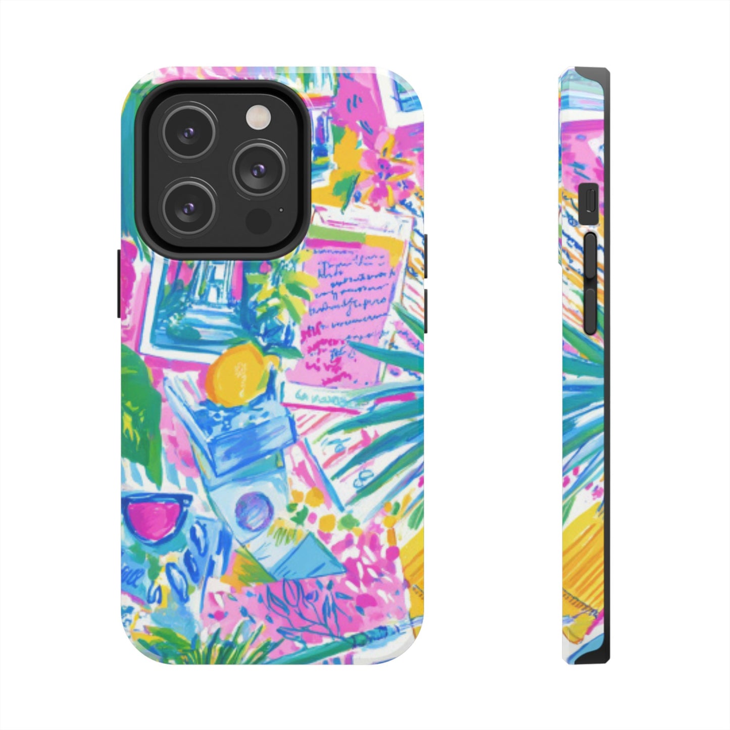 Tough Phone Case — Colorful Tropical Desk Pattern