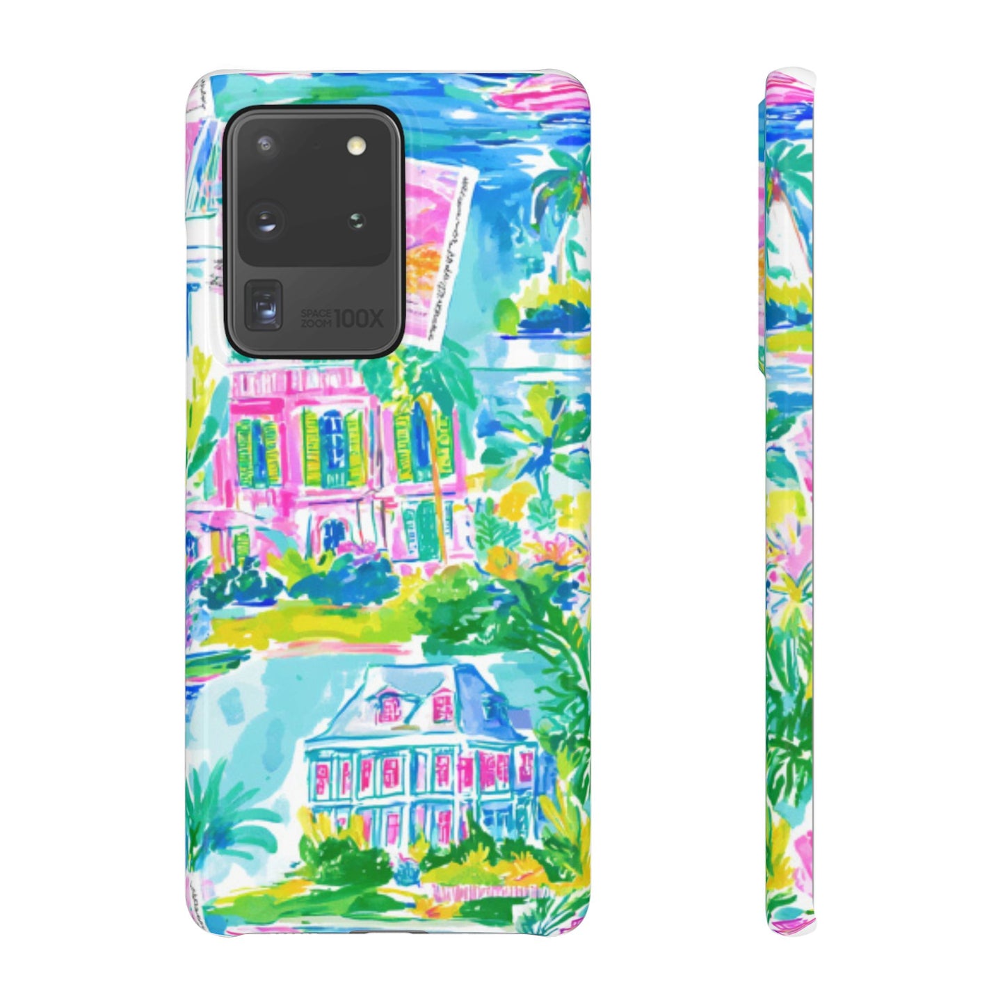 Tropical Pastel Beach Houses Print - PHONE CASE