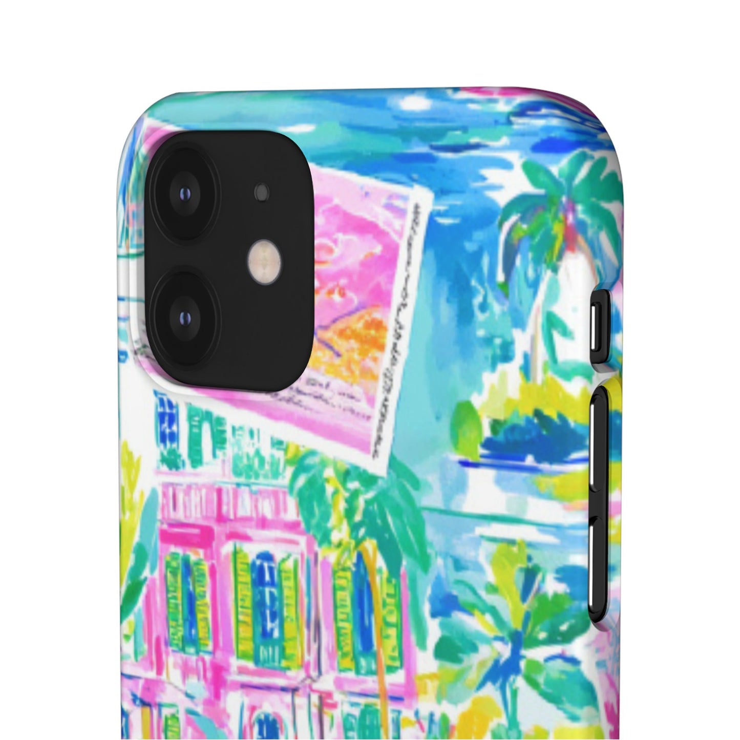 Tropical Pastel Beach Houses Print - PHONE CASE