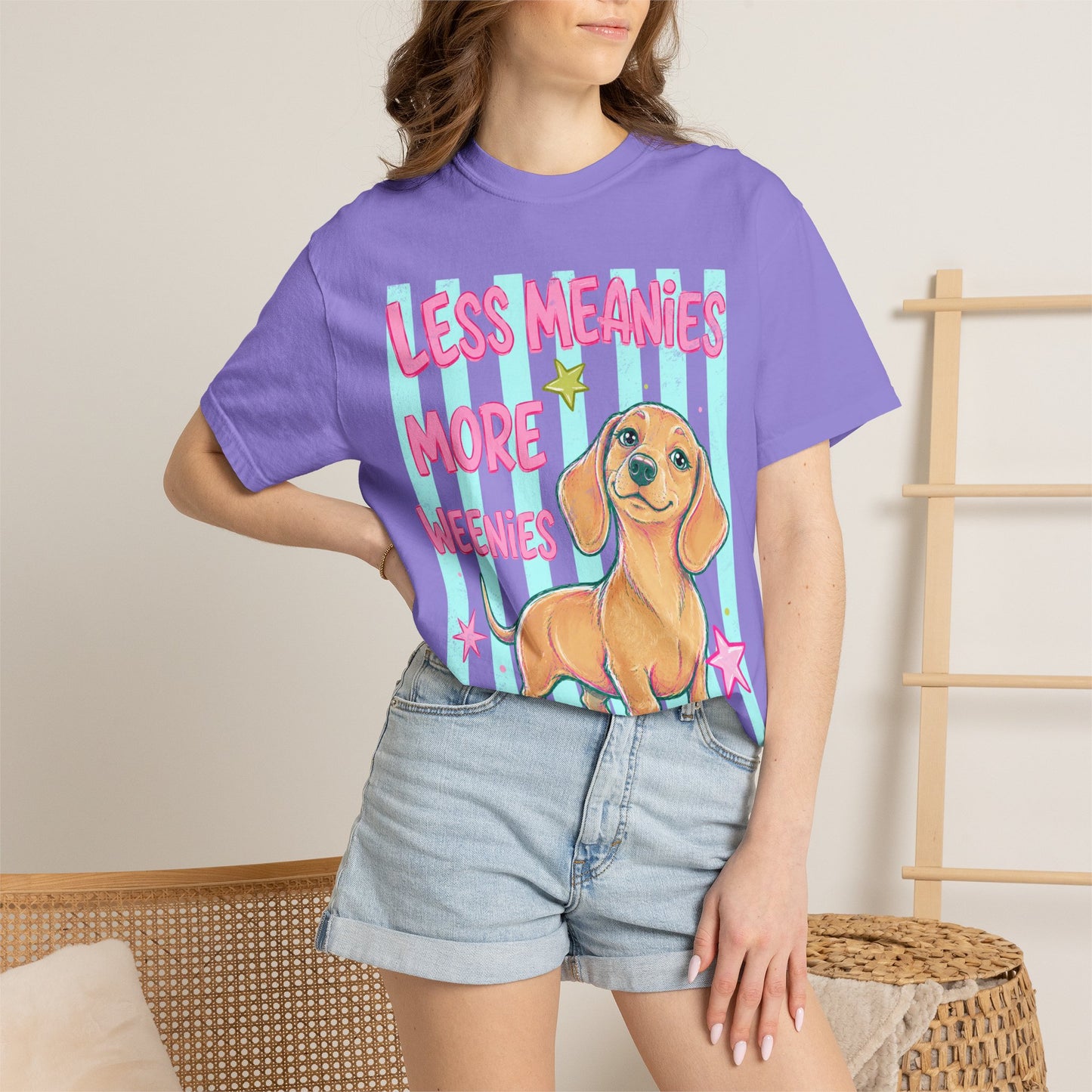 Dachshund Graphic T-Shirt — "Less Meanies More Weenies" Cute Dog Tee