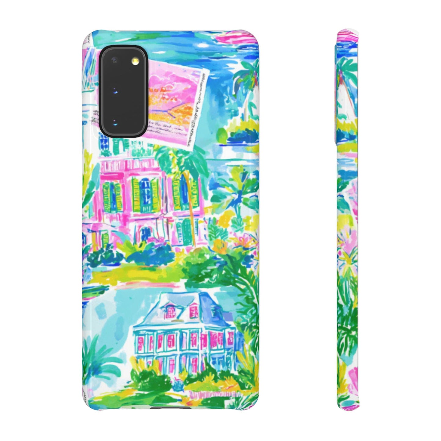 Tropical Pastel Beach Houses Print - PHONE CASE