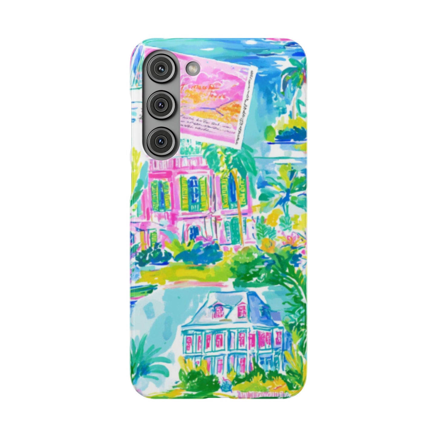Tropical Pastel Beach Houses Print - PHONE CASE