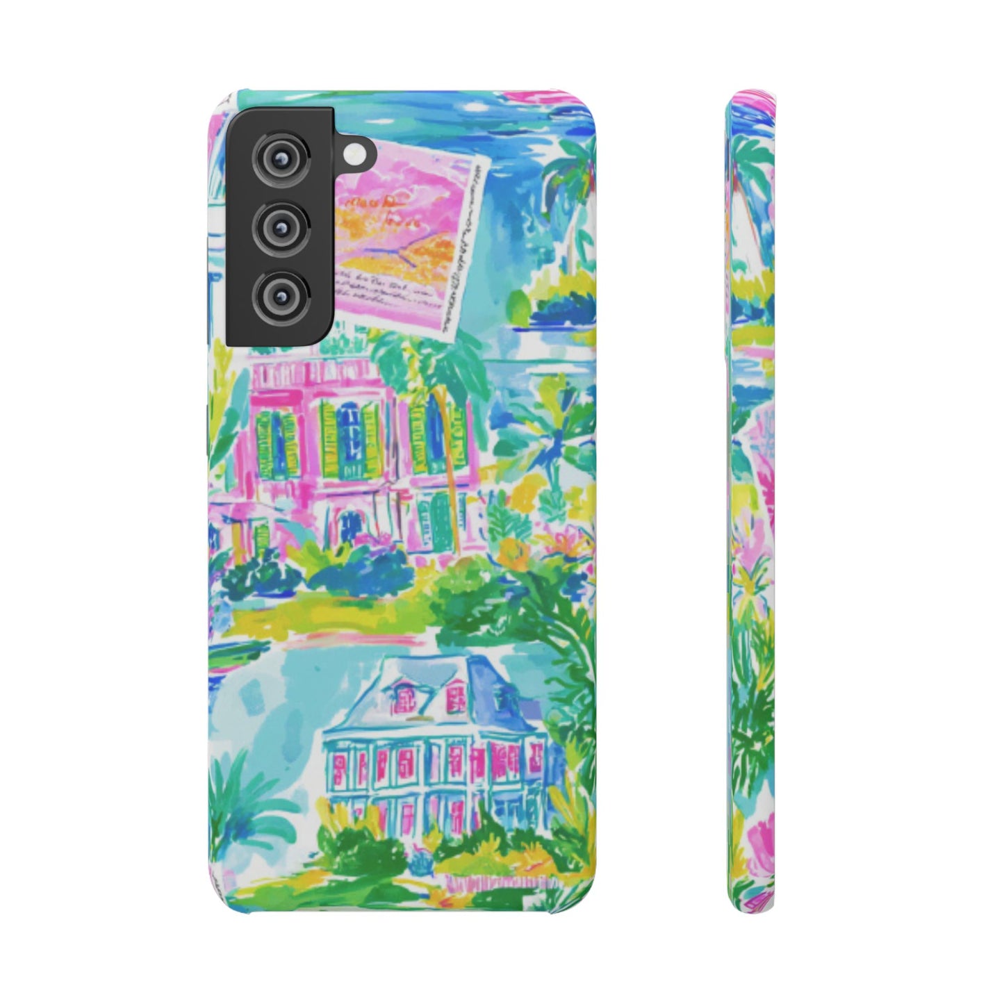 Tropical Pastel Beach Houses Print - PHONE CASE