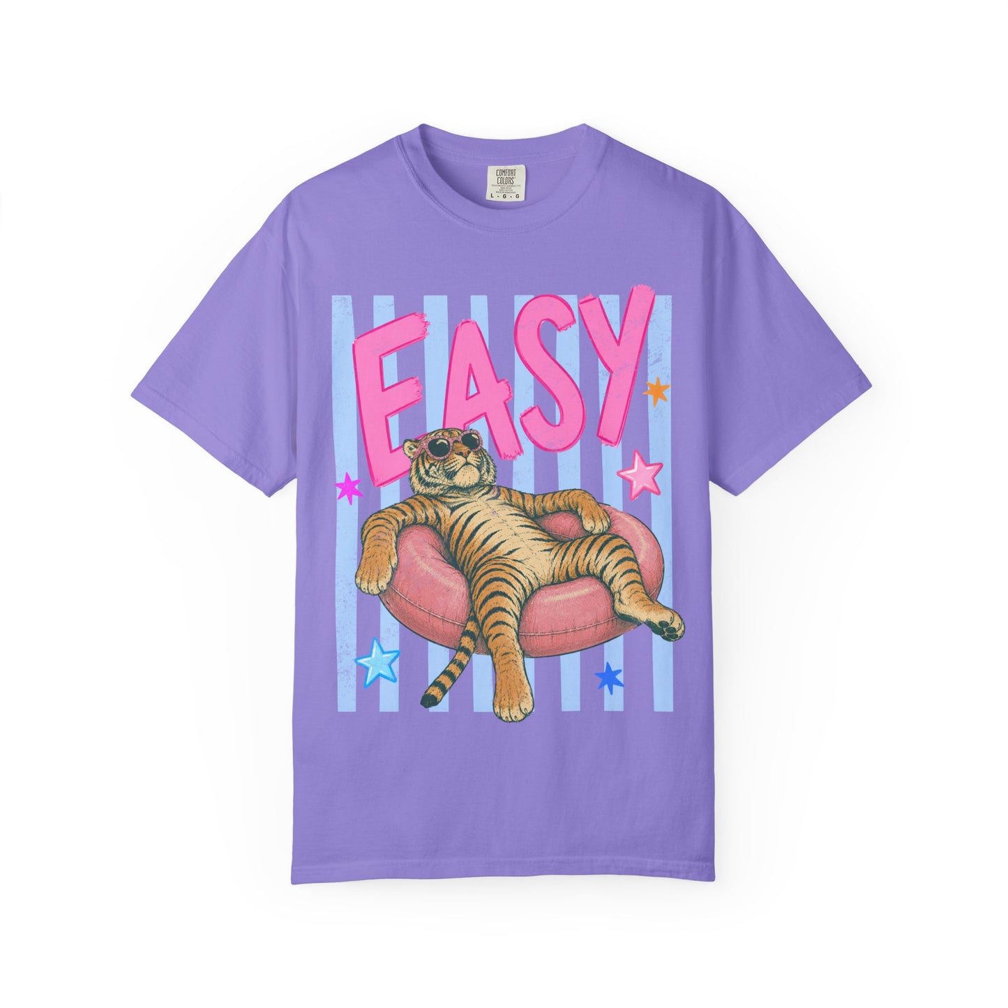 Easy Tiger T-Shirt — Relaxed Graphic Tee with 'EASY' Lounge Cat Design