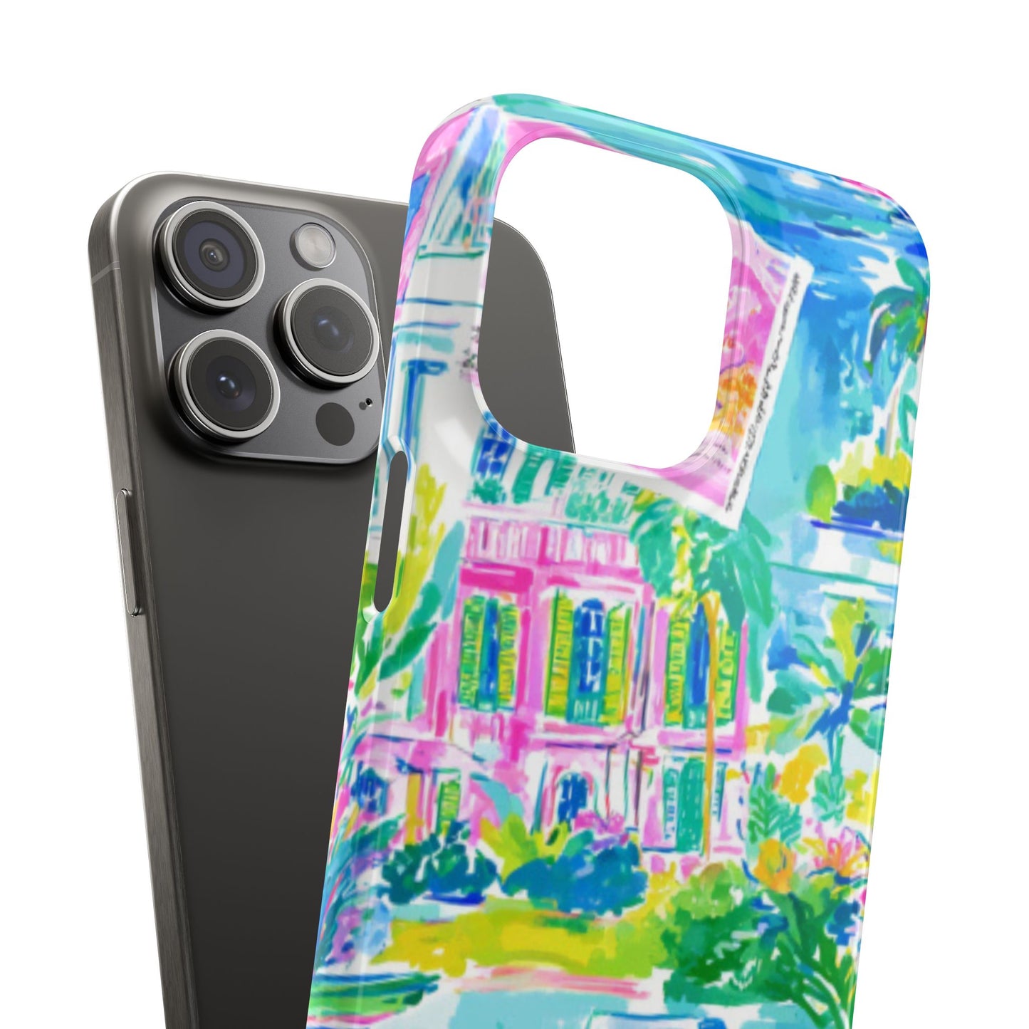 Tropical Pastel Beach Houses Print - PHONE CASE