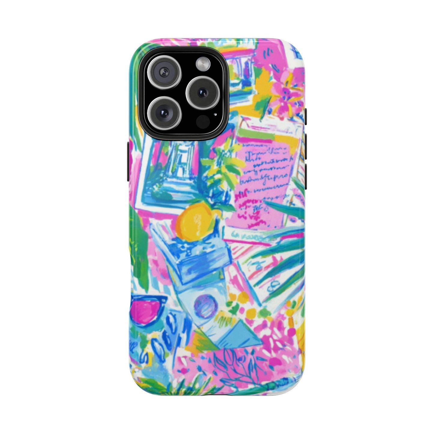 Tough Phone Case — Colorful Tropical Desk Pattern