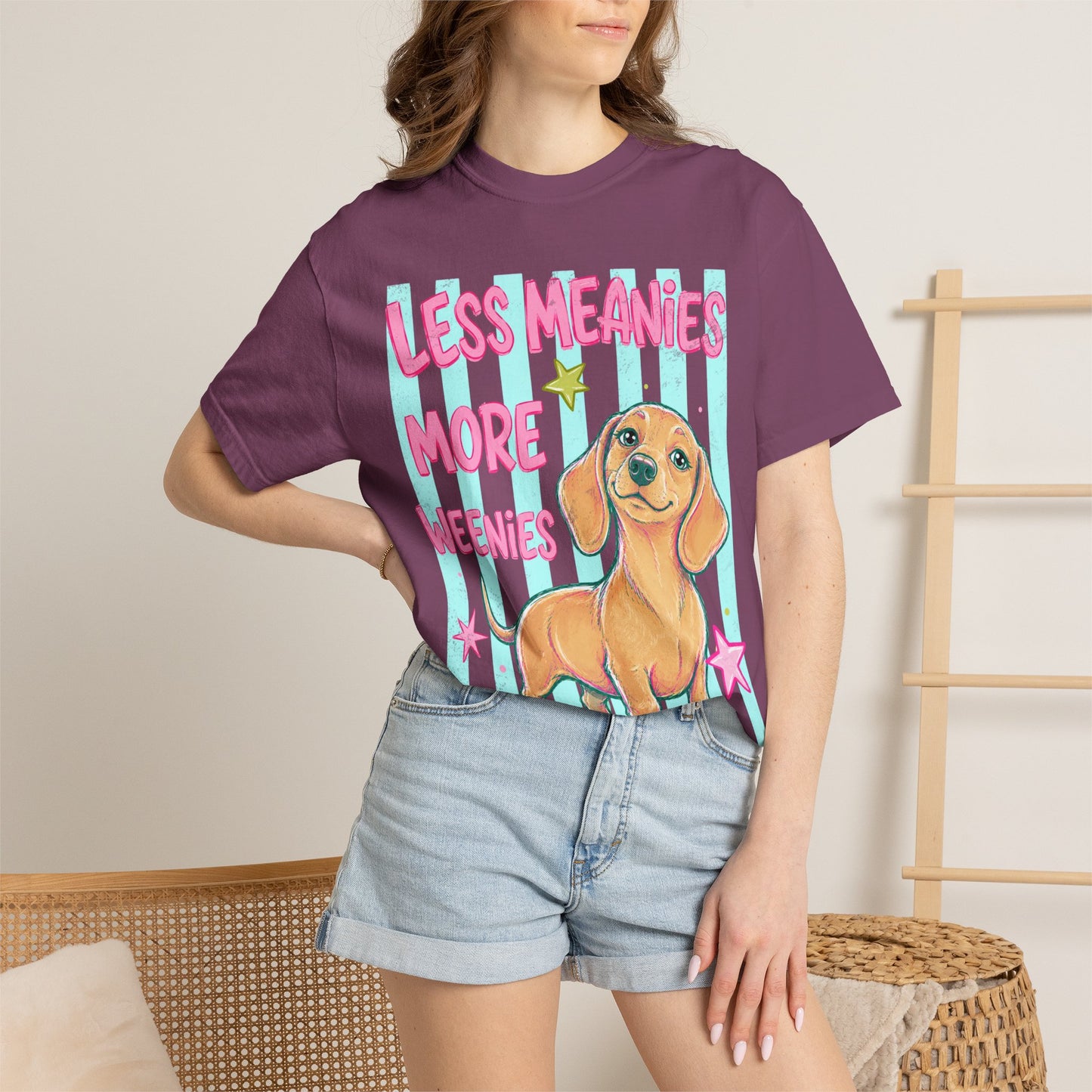 Dachshund Graphic T-Shirt — "Less Meanies More Weenies" Cute Dog Tee