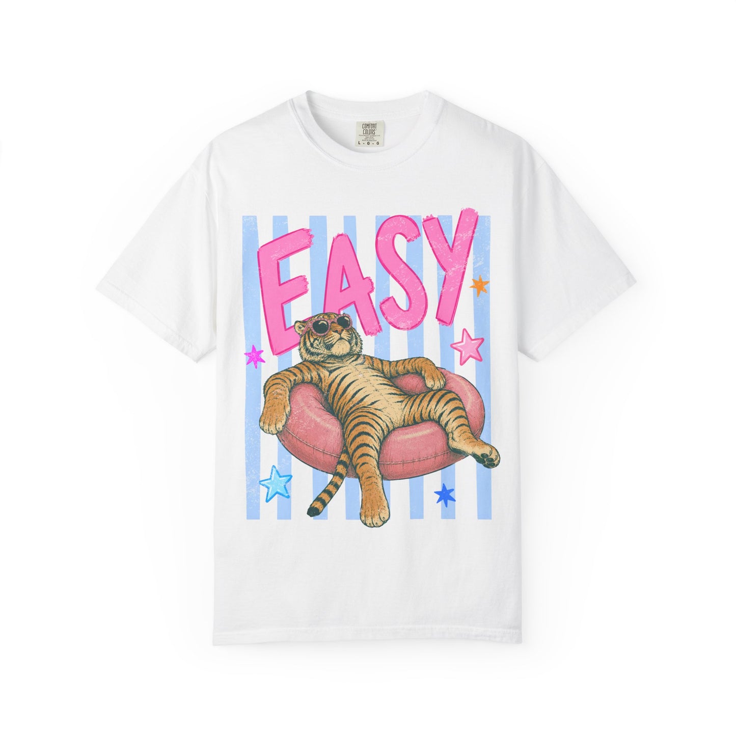 Easy Tiger T-Shirt — Relaxed Graphic Tee with 'EASY' Lounge Cat Design