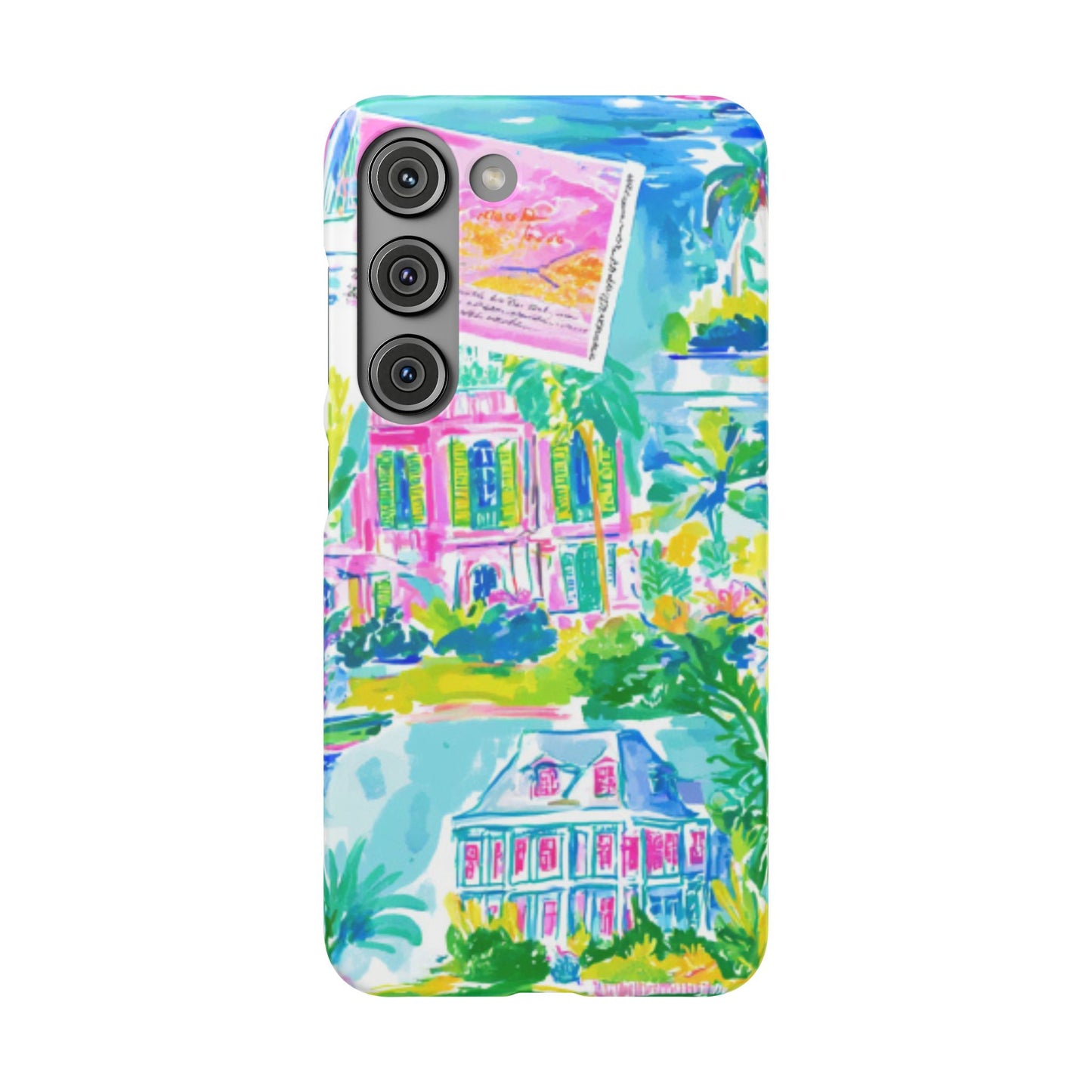 Tropical Pastel Beach Houses Print - PHONE CASE