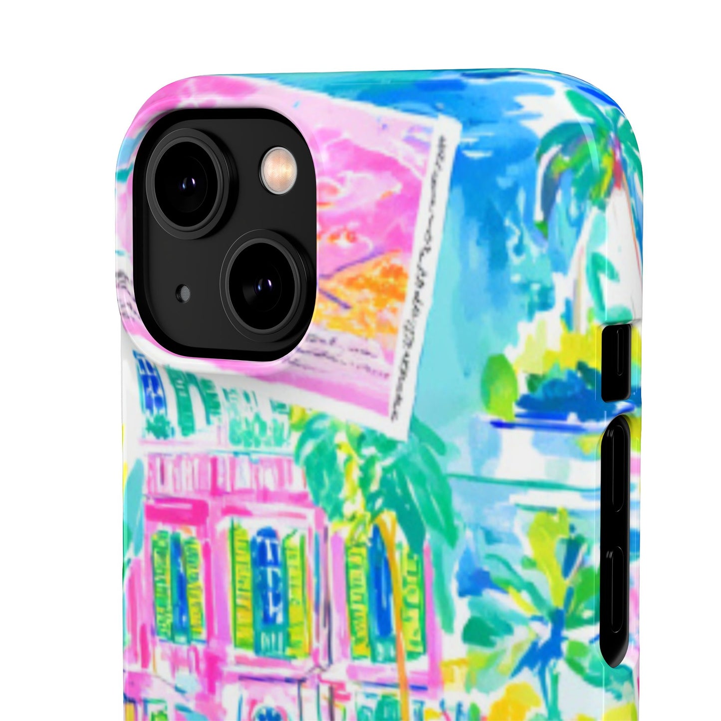 Tropical Pastel Beach Houses Print - PHONE CASE
