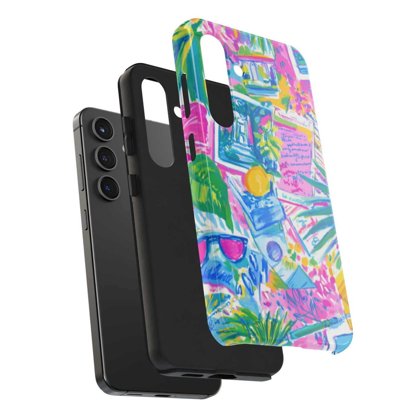 Tough Phone Case — Colorful Tropical Desk Pattern