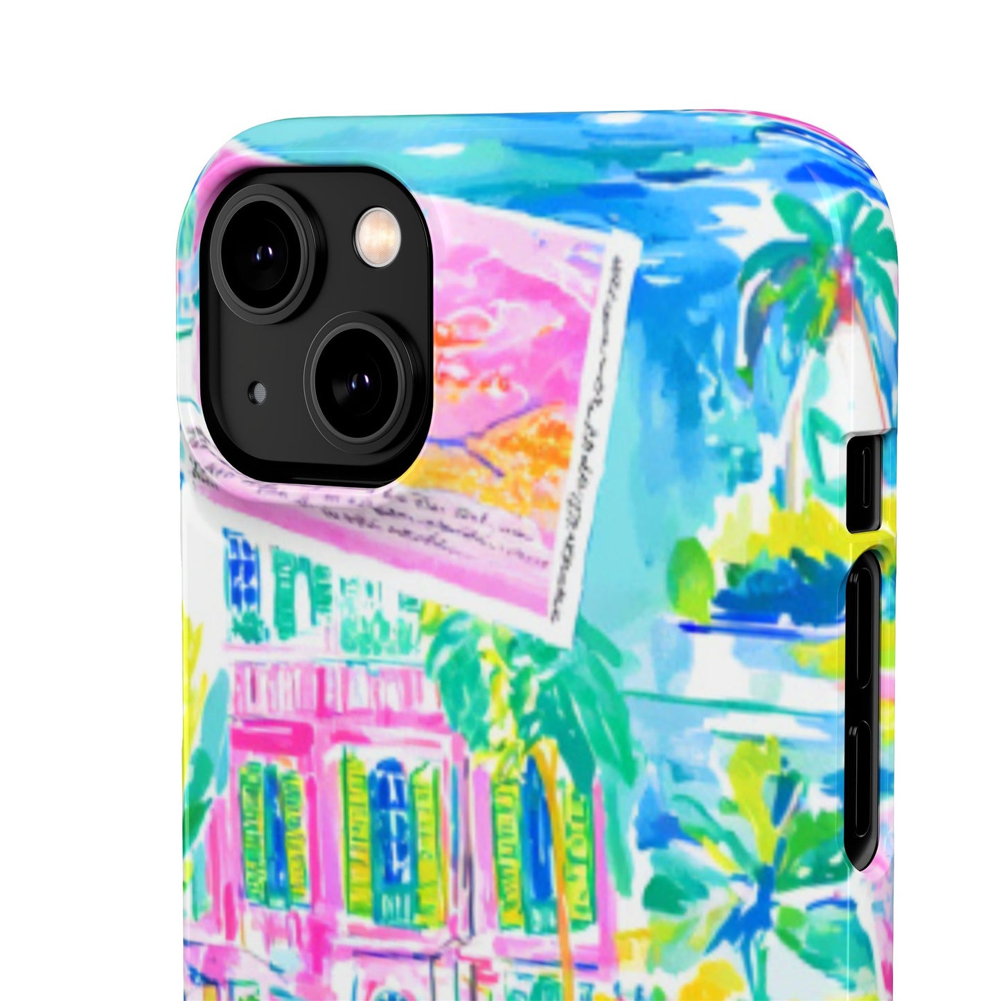 Tropical Pastel Beach Houses Print - PHONE CASE