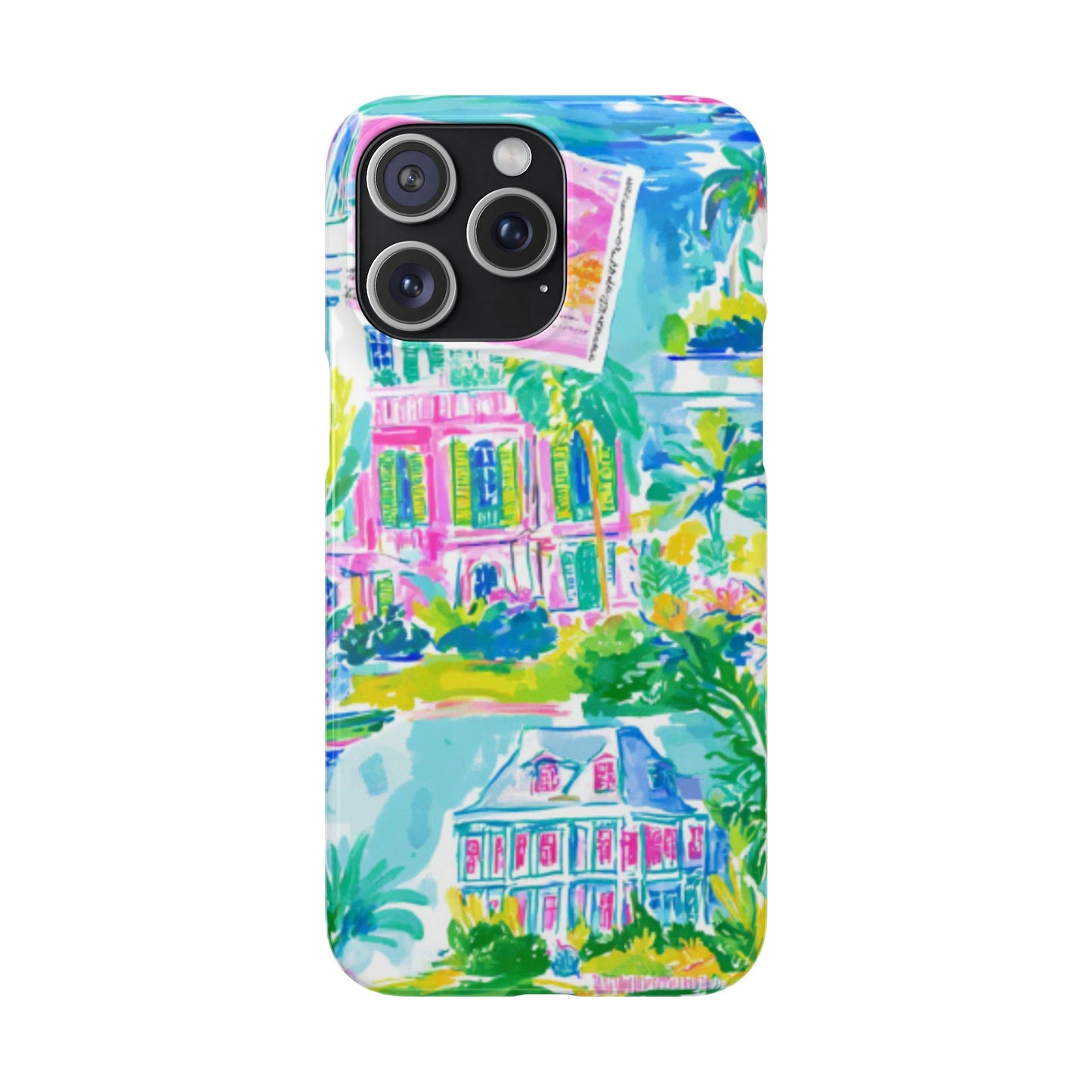 Tropical Pastel Beach Houses Print - PHONE CASE