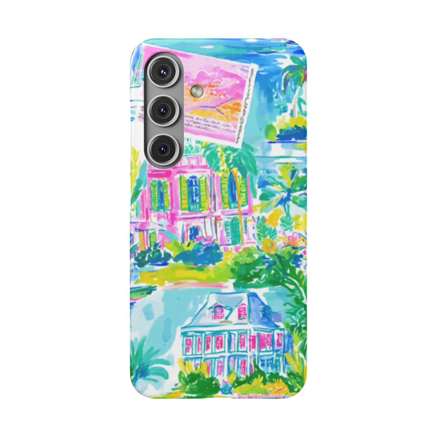 Tropical Pastel Beach Houses Print - PHONE CASE