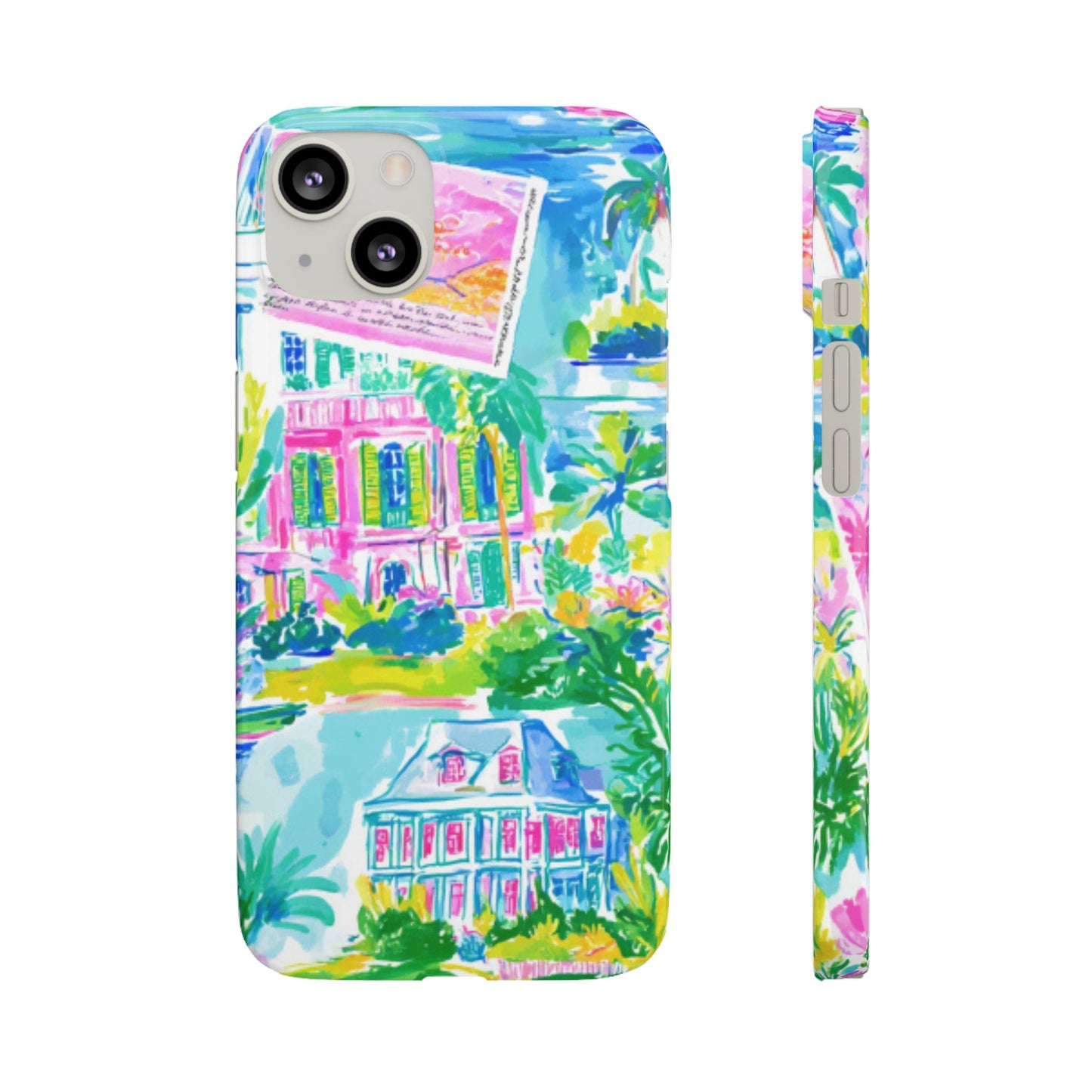 Tropical Pastel Beach Houses Print - PHONE CASE