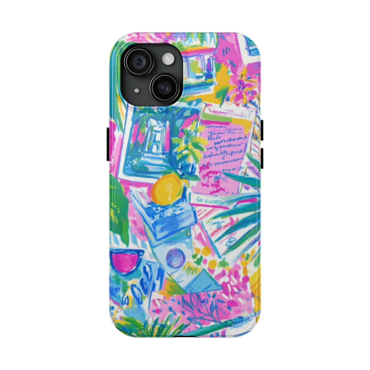 Tough Phone Case — Colorful Tropical Desk Pattern