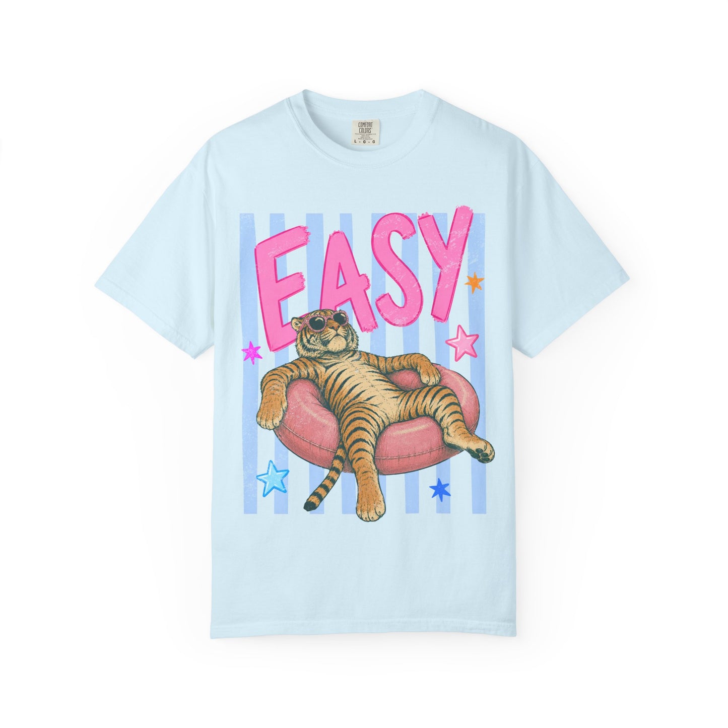 Easy Tiger T-Shirt — Relaxed Graphic Tee with 'EASY' Lounge Cat Design
