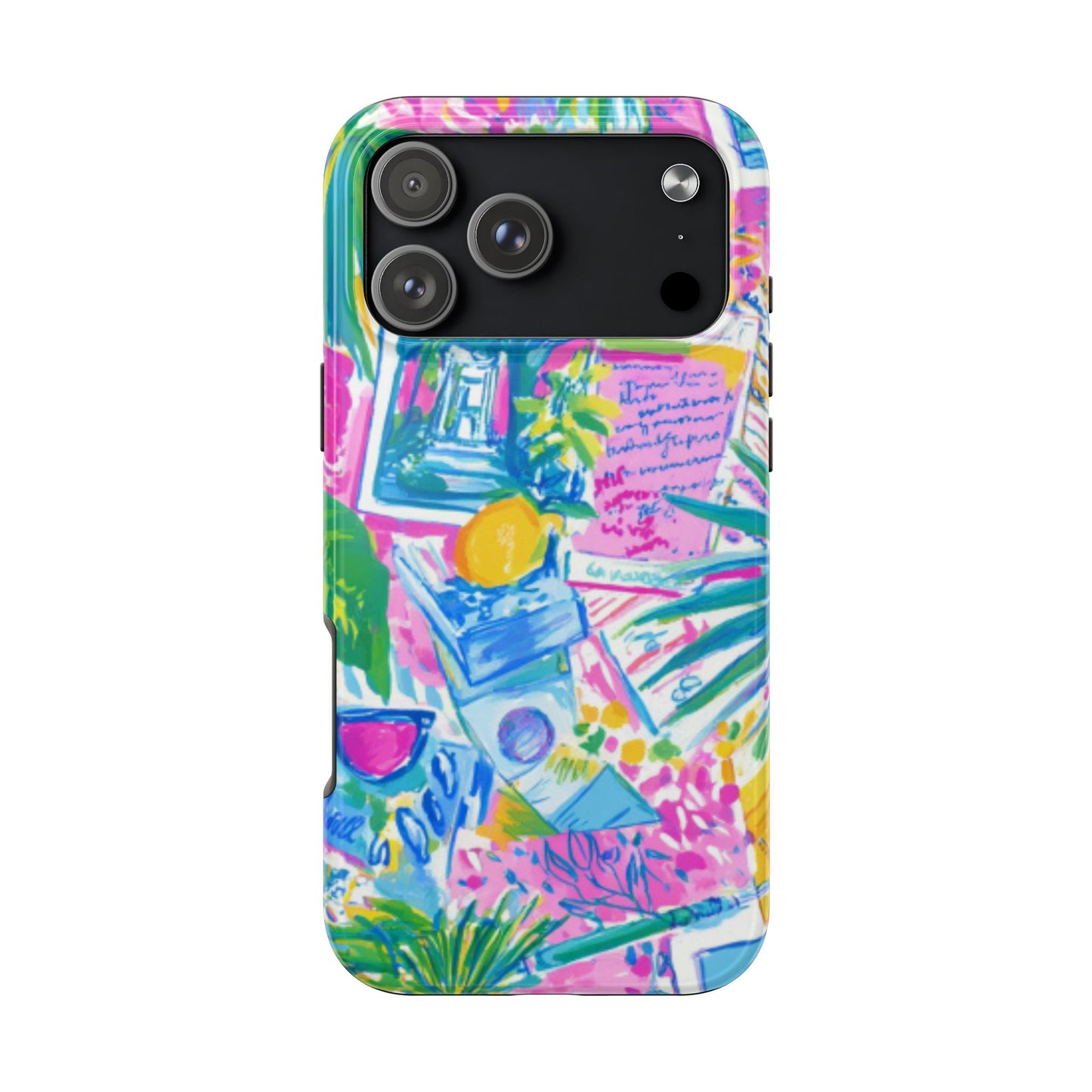 Tough Phone Case — Colorful Tropical Desk Pattern