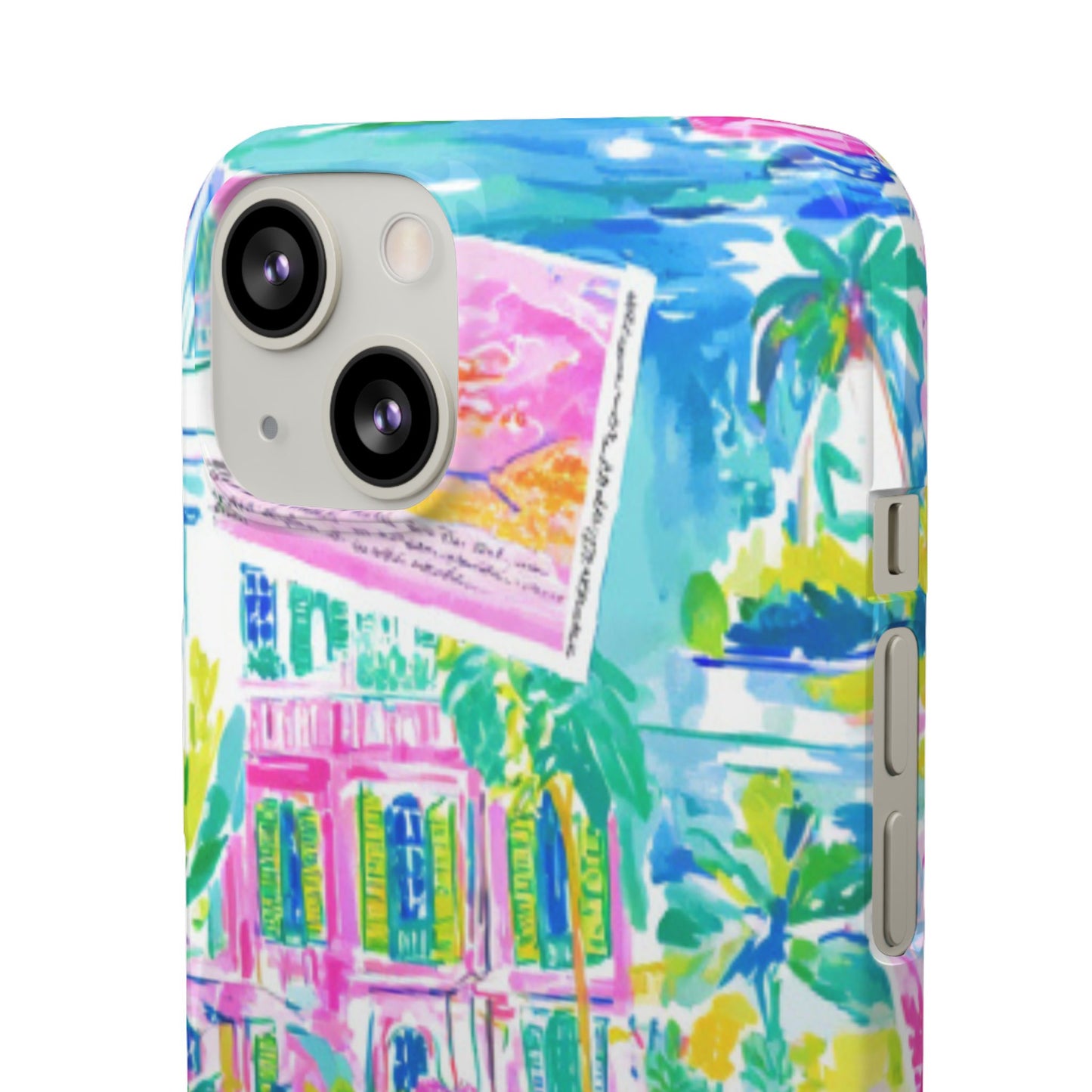 Tropical Pastel Beach Houses Print - PHONE CASE