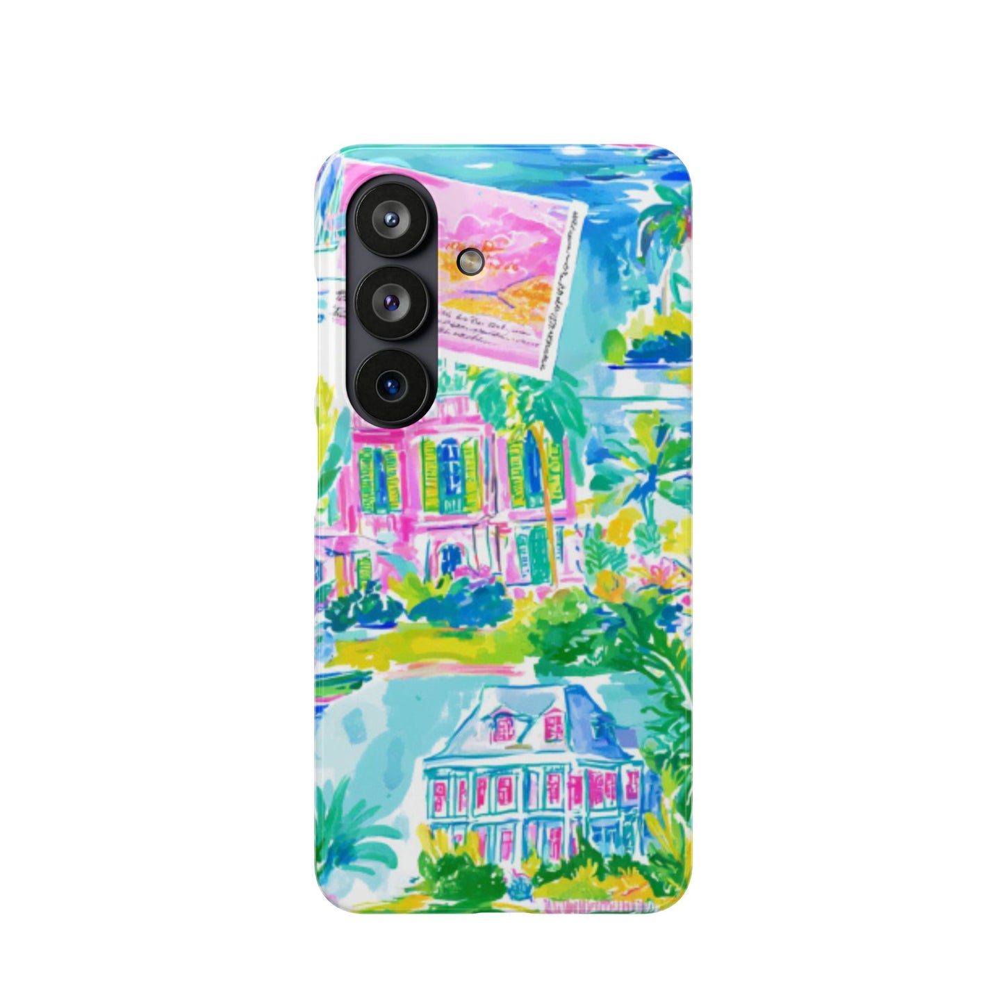 Tropical Pastel Beach Houses Print - PHONE CASE
