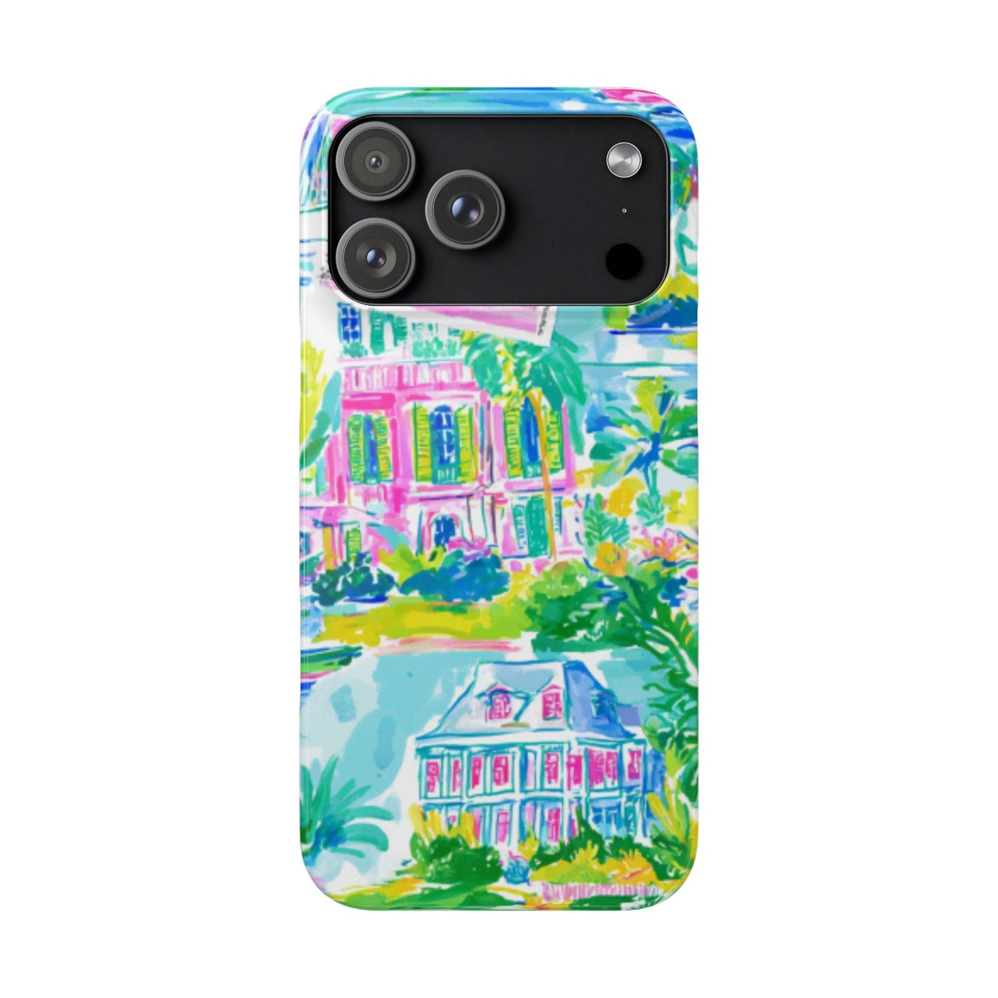 Tropical Pastel Beach Houses Print - PHONE CASE