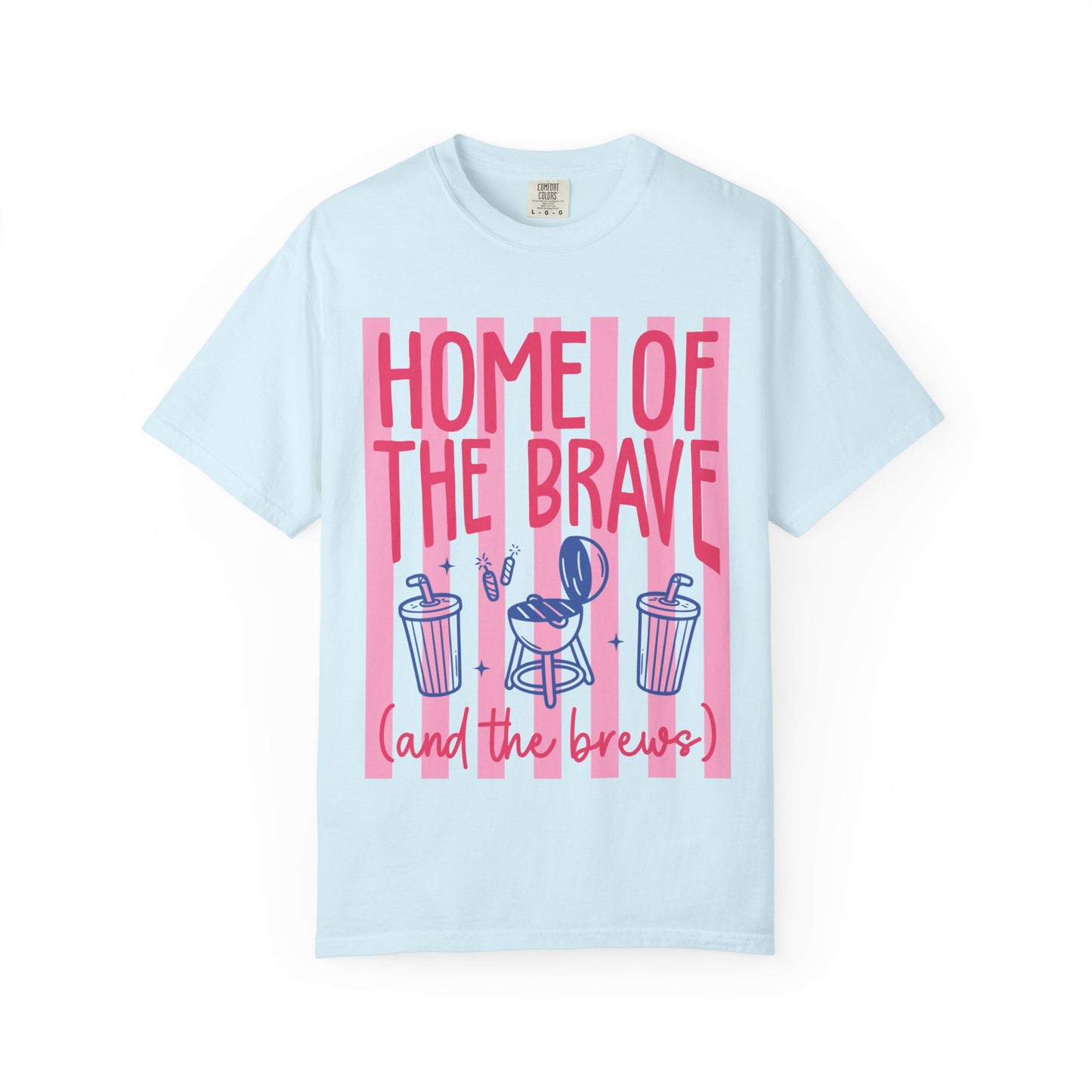 T-Shirt — “Home of the Brave (and the Brews)” Patriotic Coffee & Beer Graphic Tee