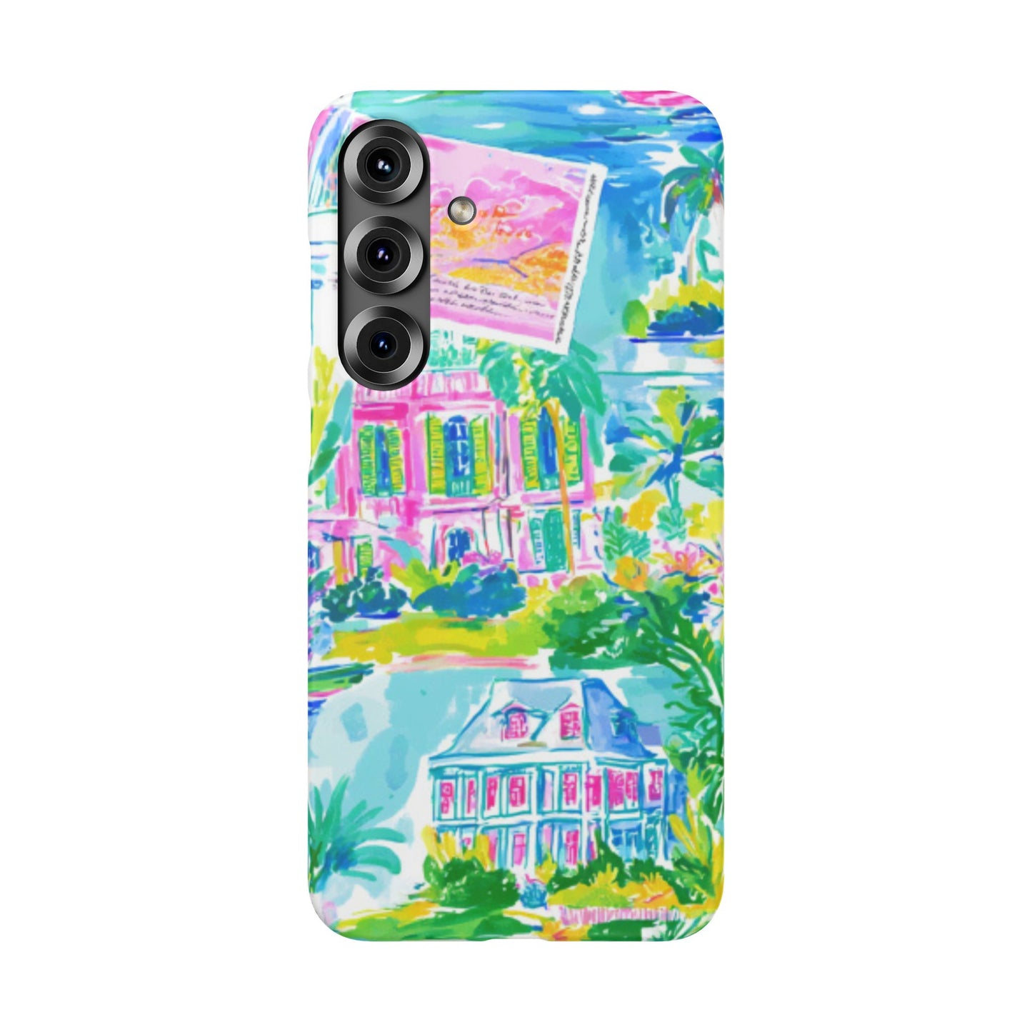 Tropical Pastel Beach Houses Print - PHONE CASE