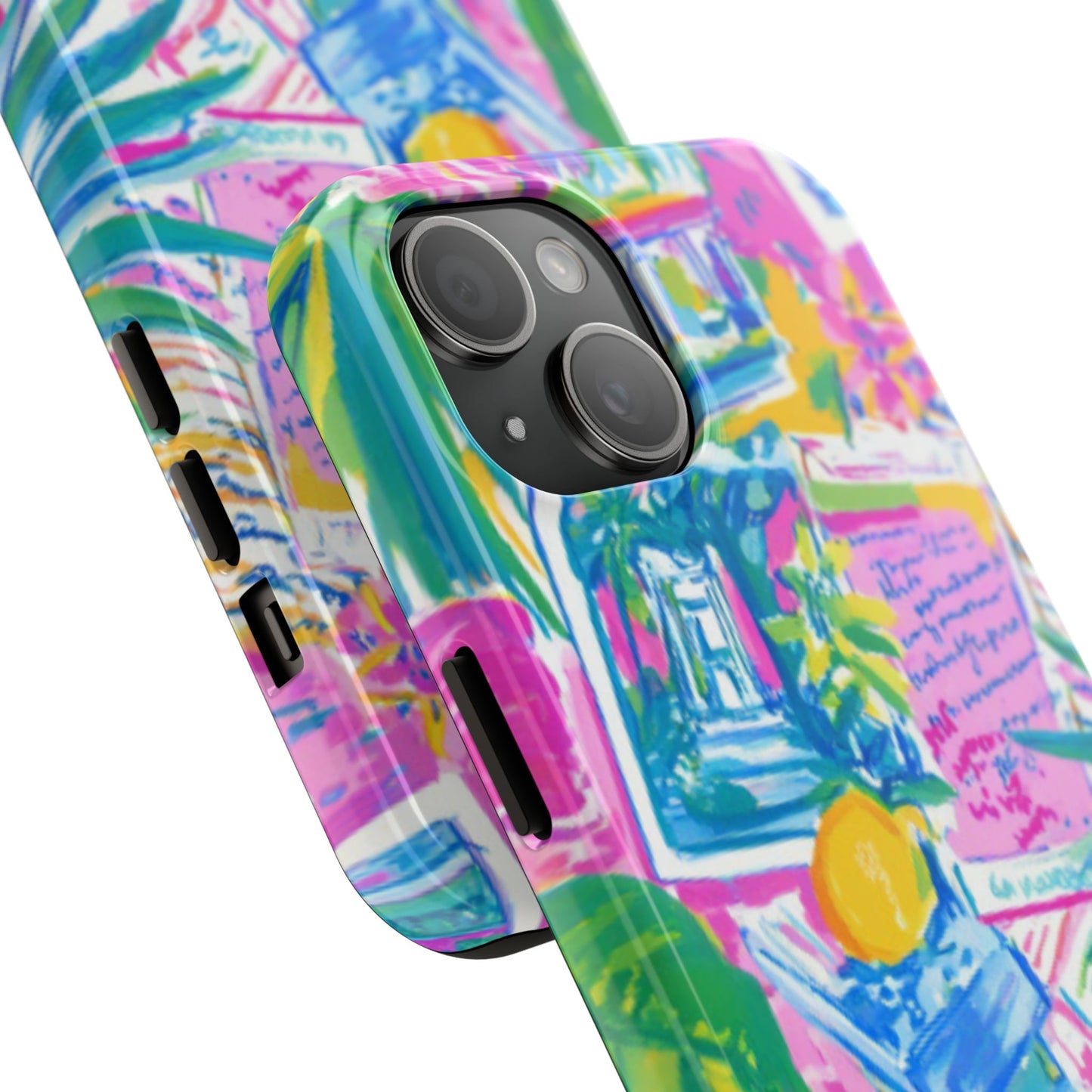 Tough Phone Case — Colorful Tropical Desk Pattern