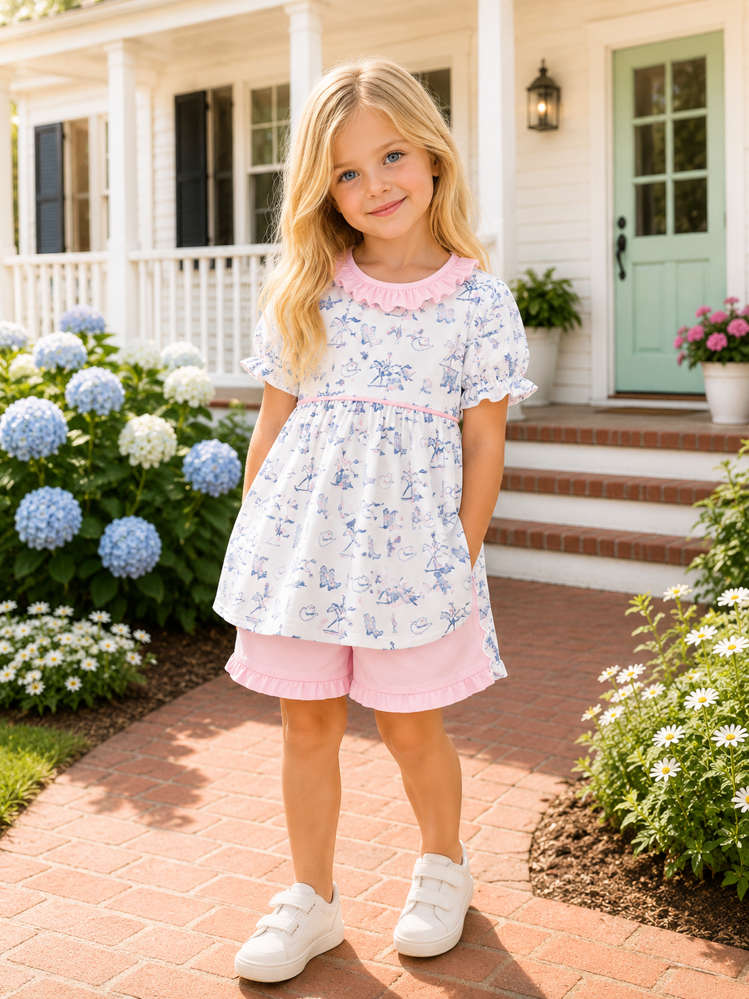 Pink Cowboy Ruffle Set