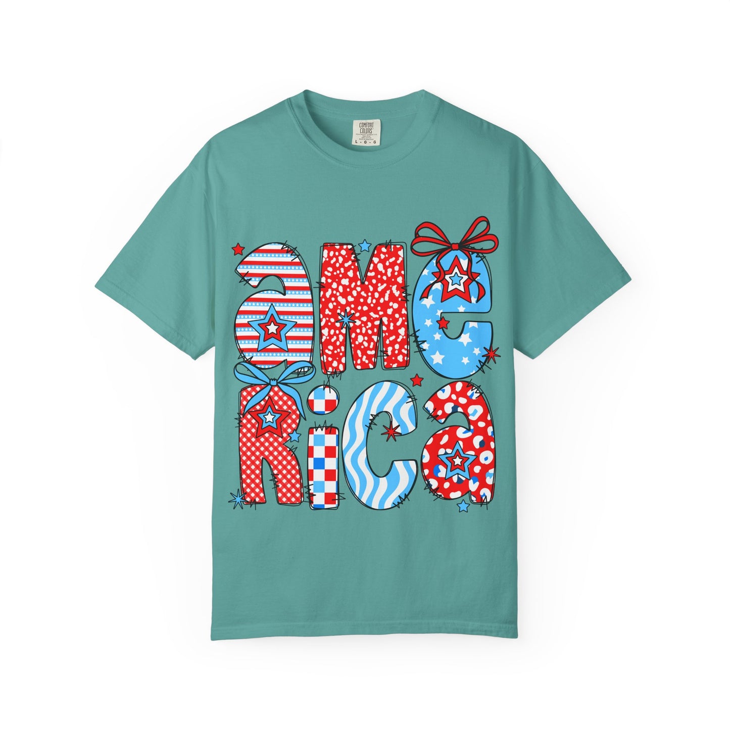 America Graphic T-Shirt — Patriotic Red White Blue 4th of July Tee
