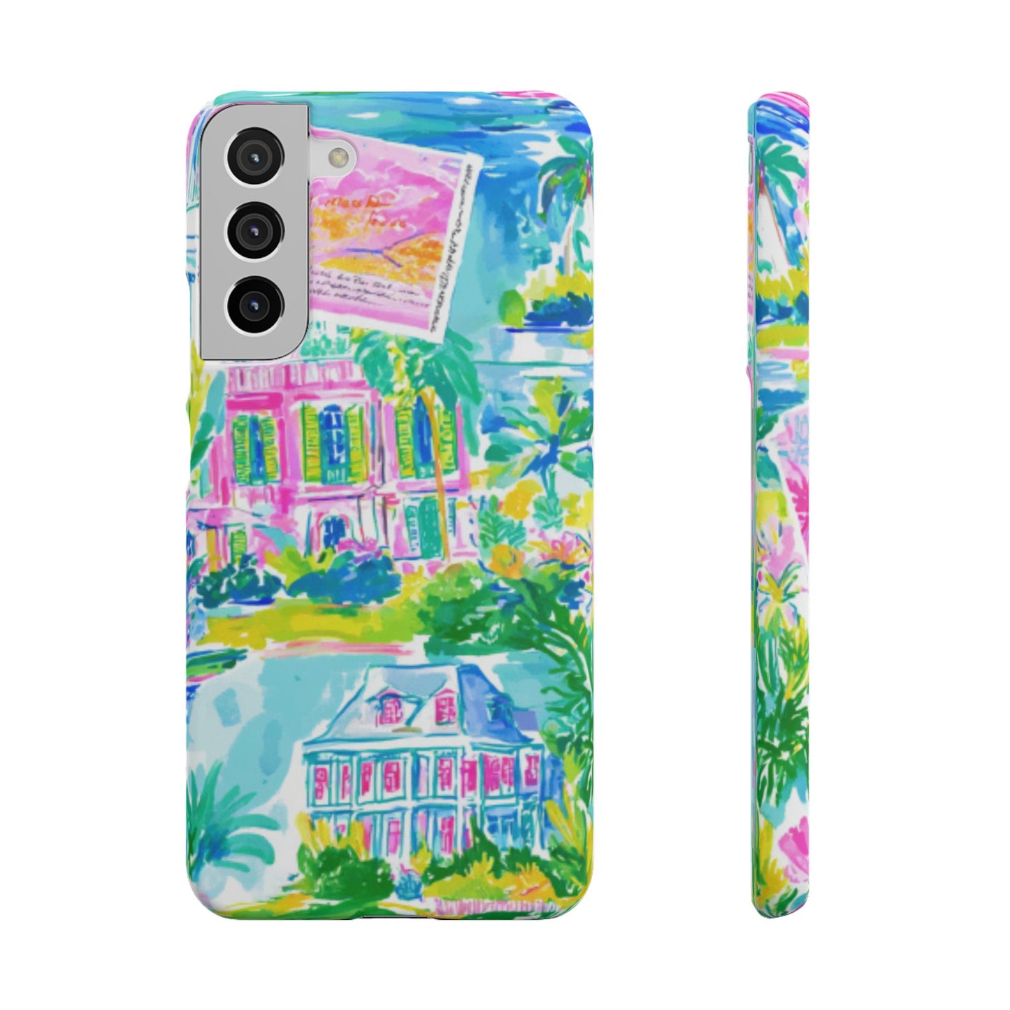 Tropical Pastel Beach Houses Print - PHONE CASE