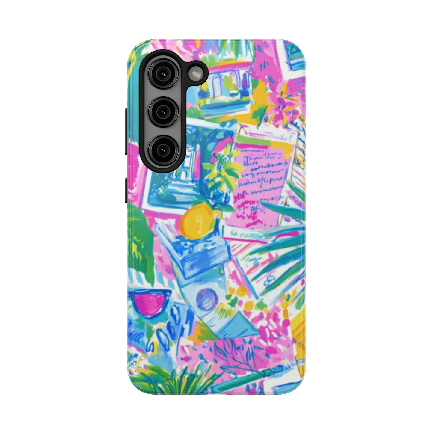 Tough Phone Case — Colorful Tropical Desk Pattern