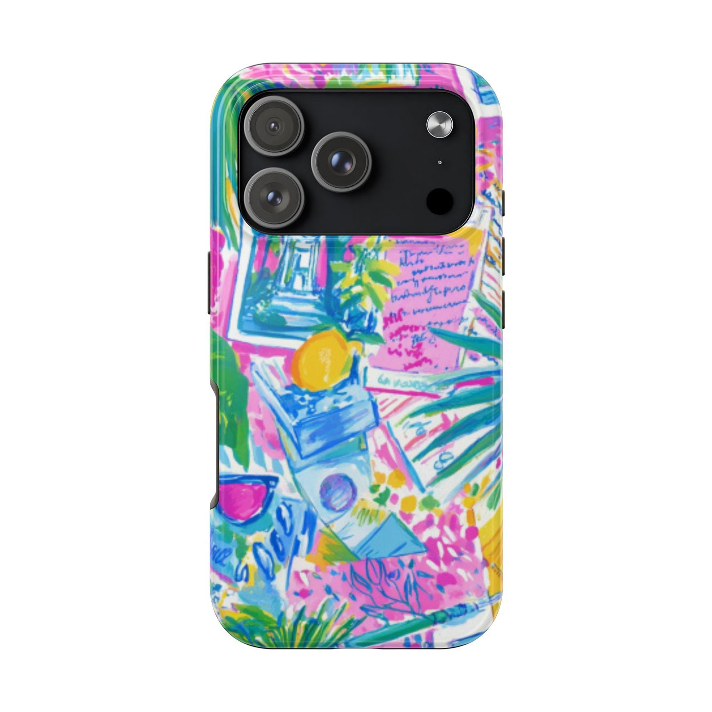 Tough Phone Case — Colorful Tropical Desk Pattern