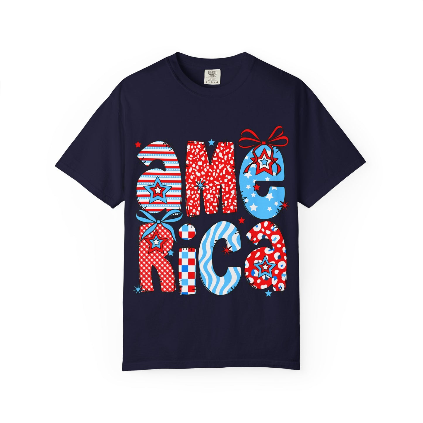 America Graphic T-Shirt — Patriotic Red White Blue 4th of July Tee