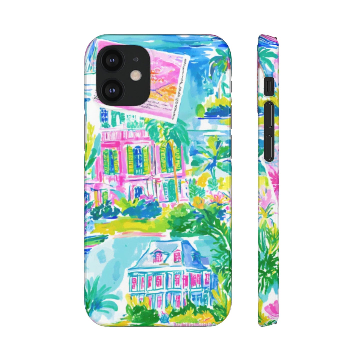 Tropical Pastel Beach Houses Print - PHONE CASE