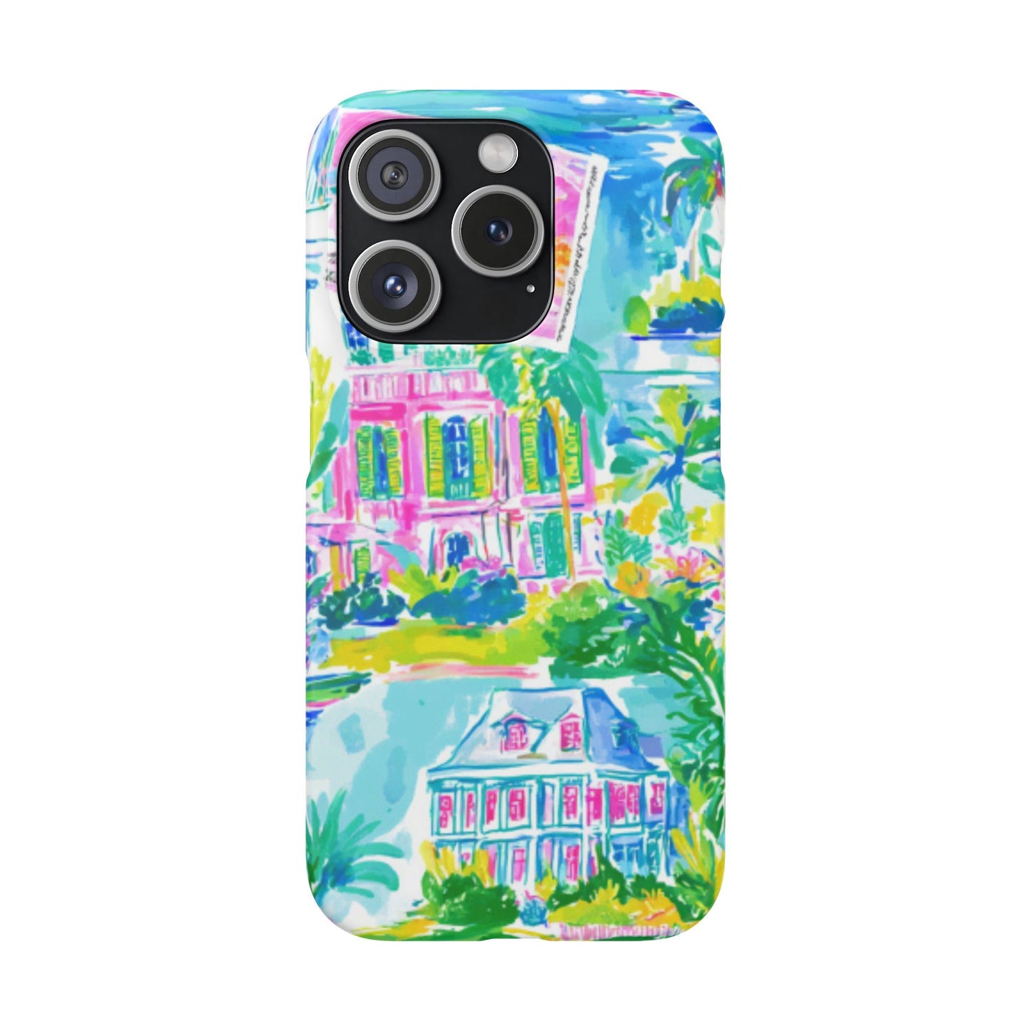 Tropical Pastel Beach Houses Print - PHONE CASE