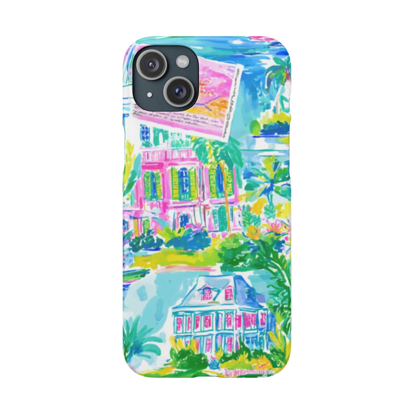 Tropical Pastel Beach Houses Print - PHONE CASE